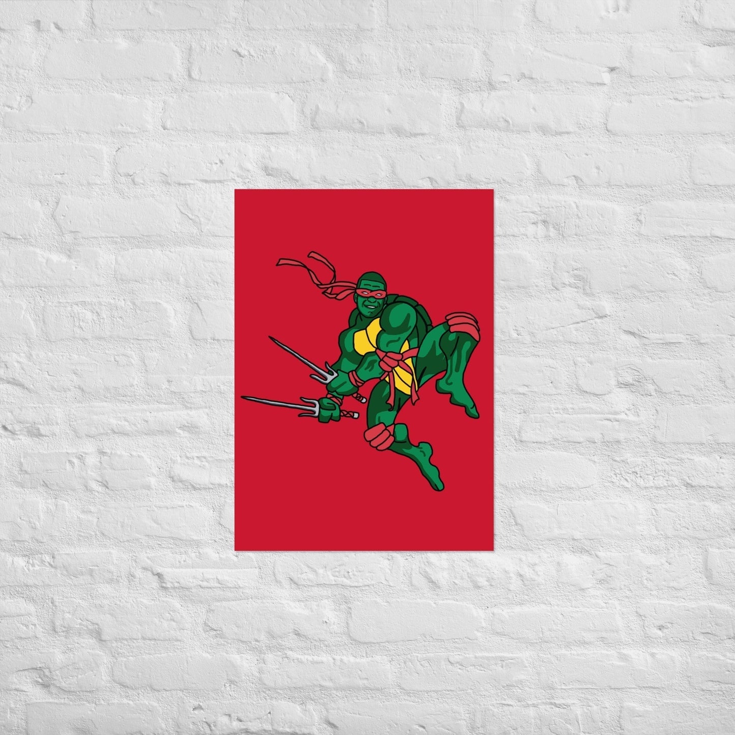 Kylian Mbappe Red Ninja Turtle Raphael Poster 50×70 cm Posters Football Kylian Mbappe Ninja Turtles PSG Real Madrid Next Cult Brand