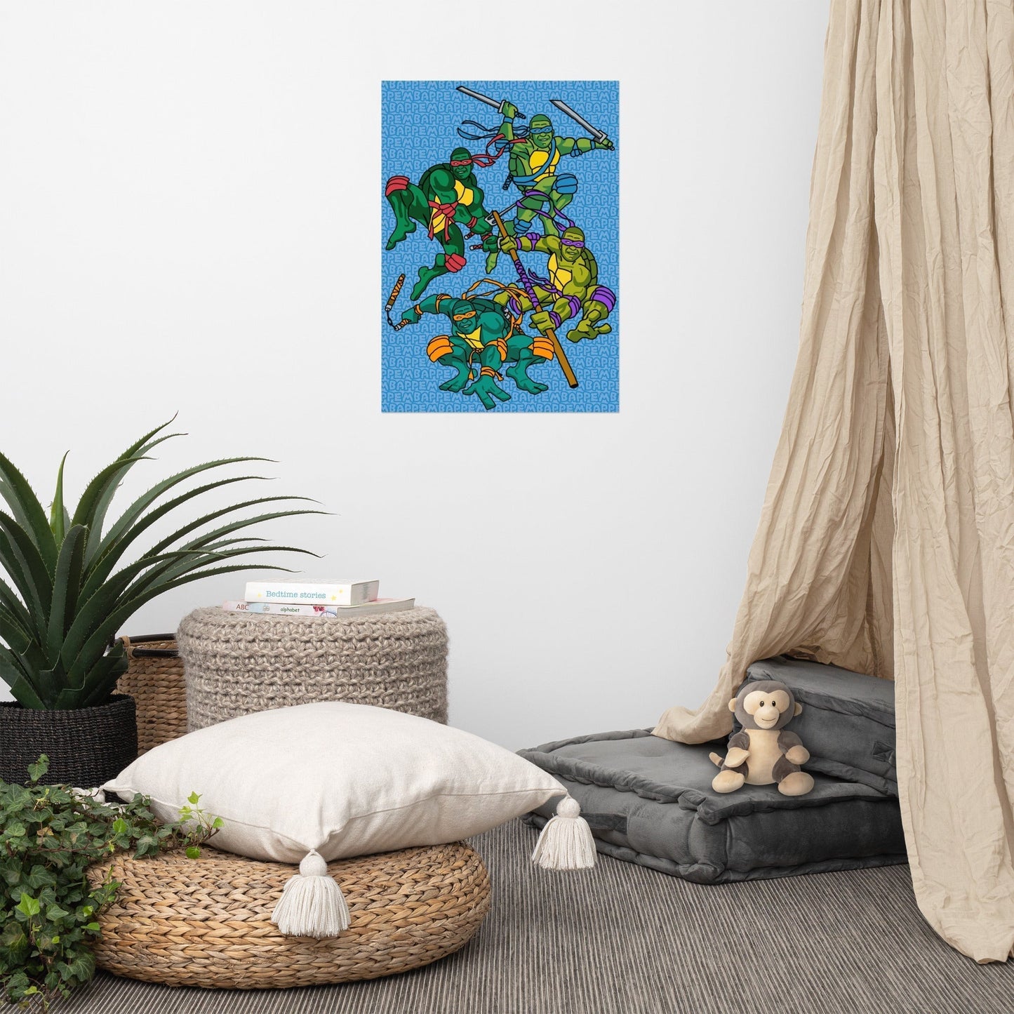 Kylian Mbappe Ninja Turtles funny football/ soccer meme Poster blue 50×70 cm Posters Football Kylian Mbappe Ninja Turtles PSG Real Madrid Next Cult Brand