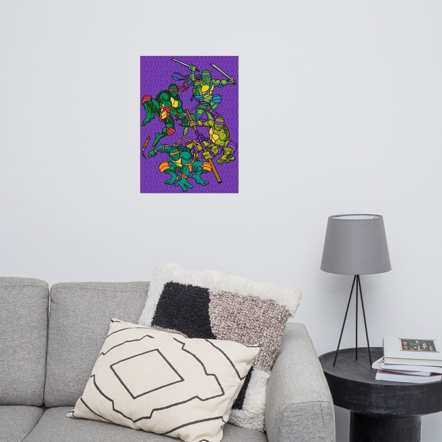 Kylian Mbappe Ninja Turtles funny football/ soccer meme Poster purple 50×70 cm Posters Football Kylian Mbappe Ninja Turtles PSG Real Madrid Next Cult Brand