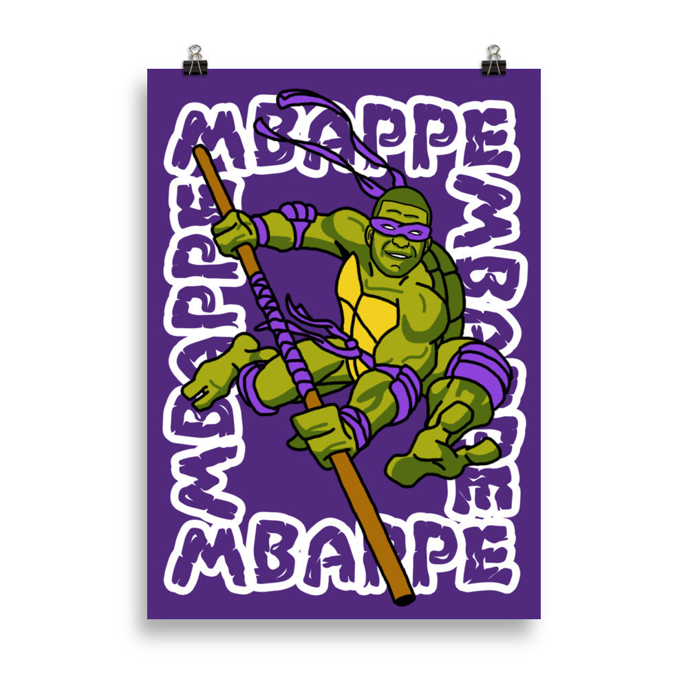 Kylian Mbappe Purple Ninja Turtle Donatello Poster 50×70 cm Posters Football Kylian Mbappe Ninja Turtles PSG Real Madrid Next Cult Brand