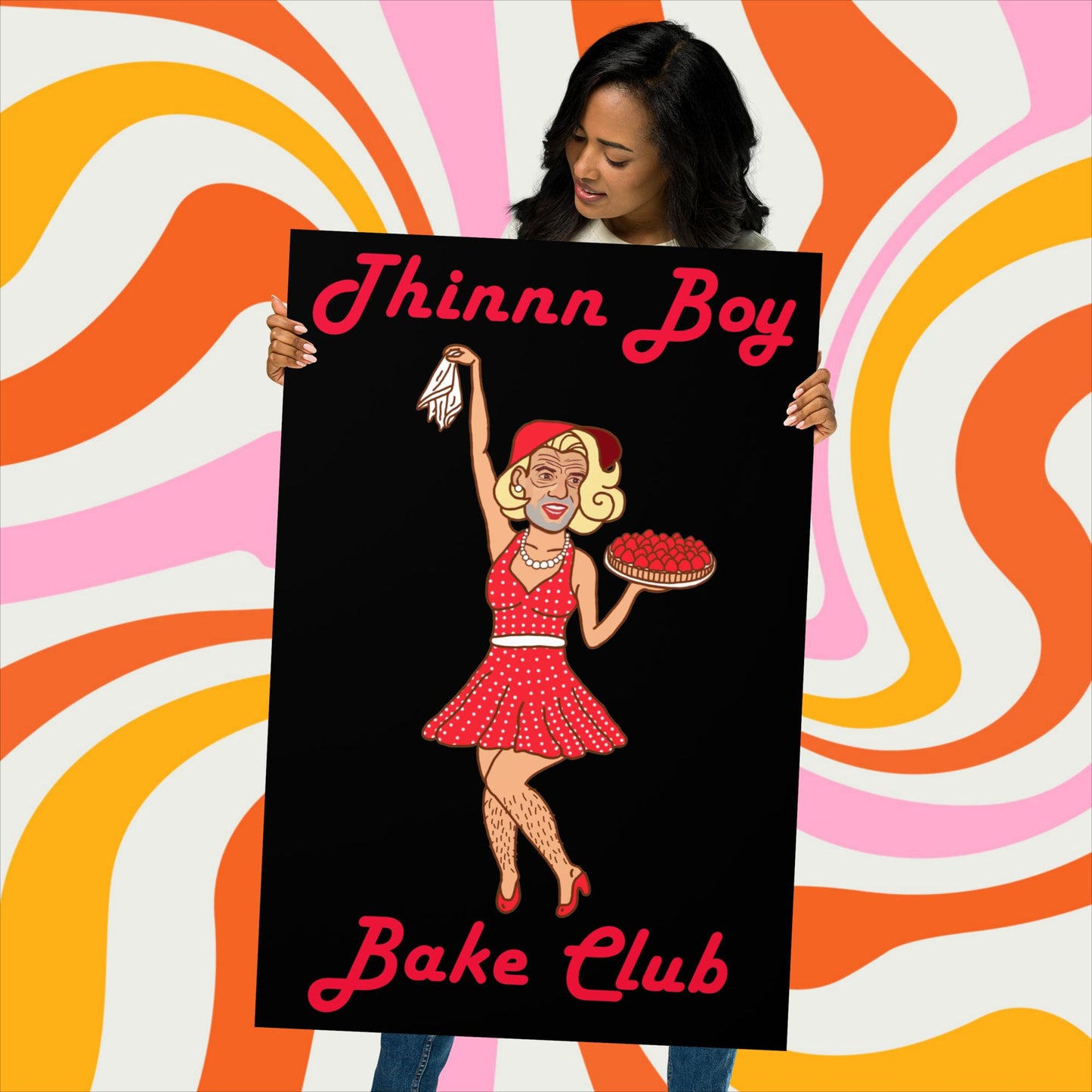 Thinnn Boy Bake Club The Fighter and The Kid TFATK Podcast Comedy 60s retro housewife Bryan Callen Poster 61×91 cm Posters Bryan Callen Podcasts Stand-up Comedy The Fighter and The Kid (TFATK) Thinnn Boy Bake Club Next Cult Brand