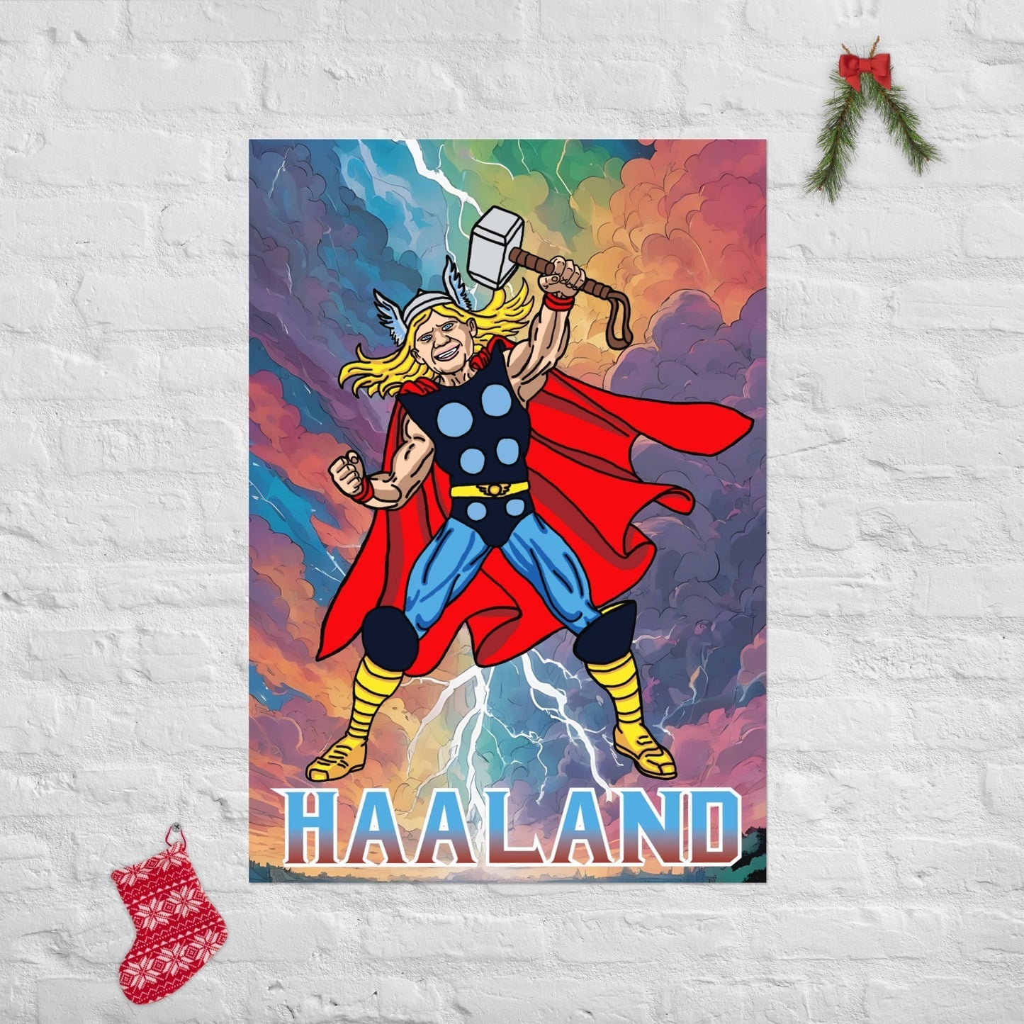 Erling Haaland Thor Avenger Manchester City Funny Football/ Soccer Meme Poster 70×100 cm Posters Erling Haaland Football Manchester City Thor Next Cult Brand