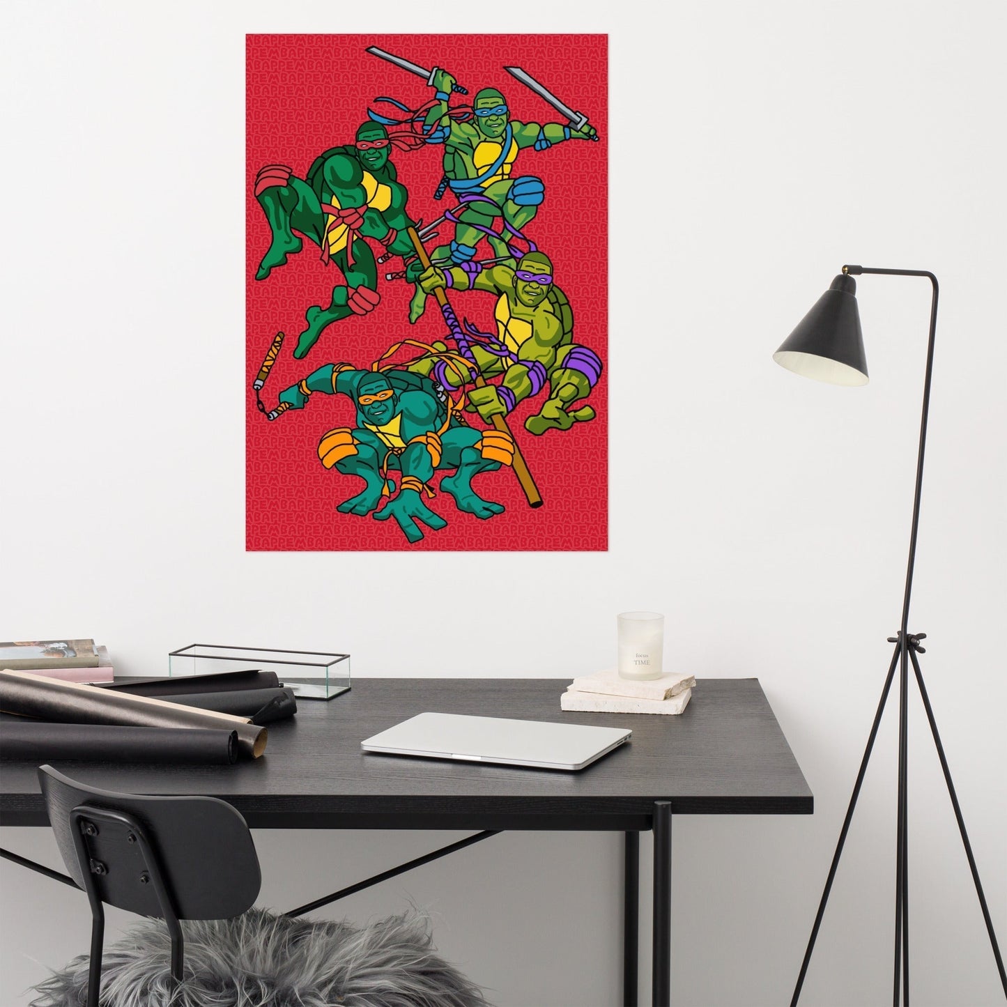 Kylian Mbappe Ninja Turtles funny football/ soccer meme Poster red 70×100 cm Posters Football Kylian Mbappe Ninja Turtles PSG Real Madrid Next Cult Brand