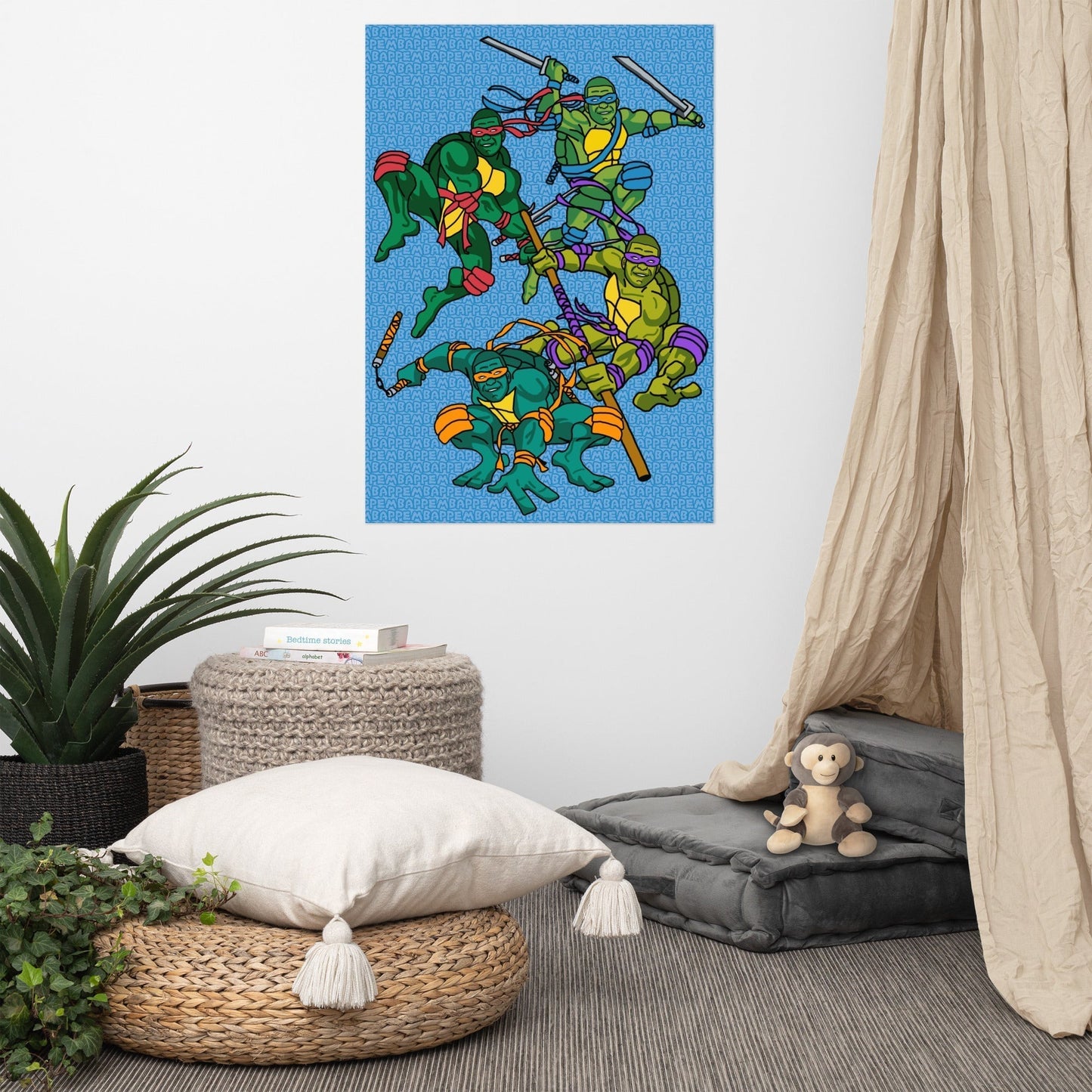 Kylian Mbappe Ninja Turtles funny football/ soccer meme Poster blue 70×100 cm Posters Football Kylian Mbappe Ninja Turtles PSG Real Madrid Next Cult Brand