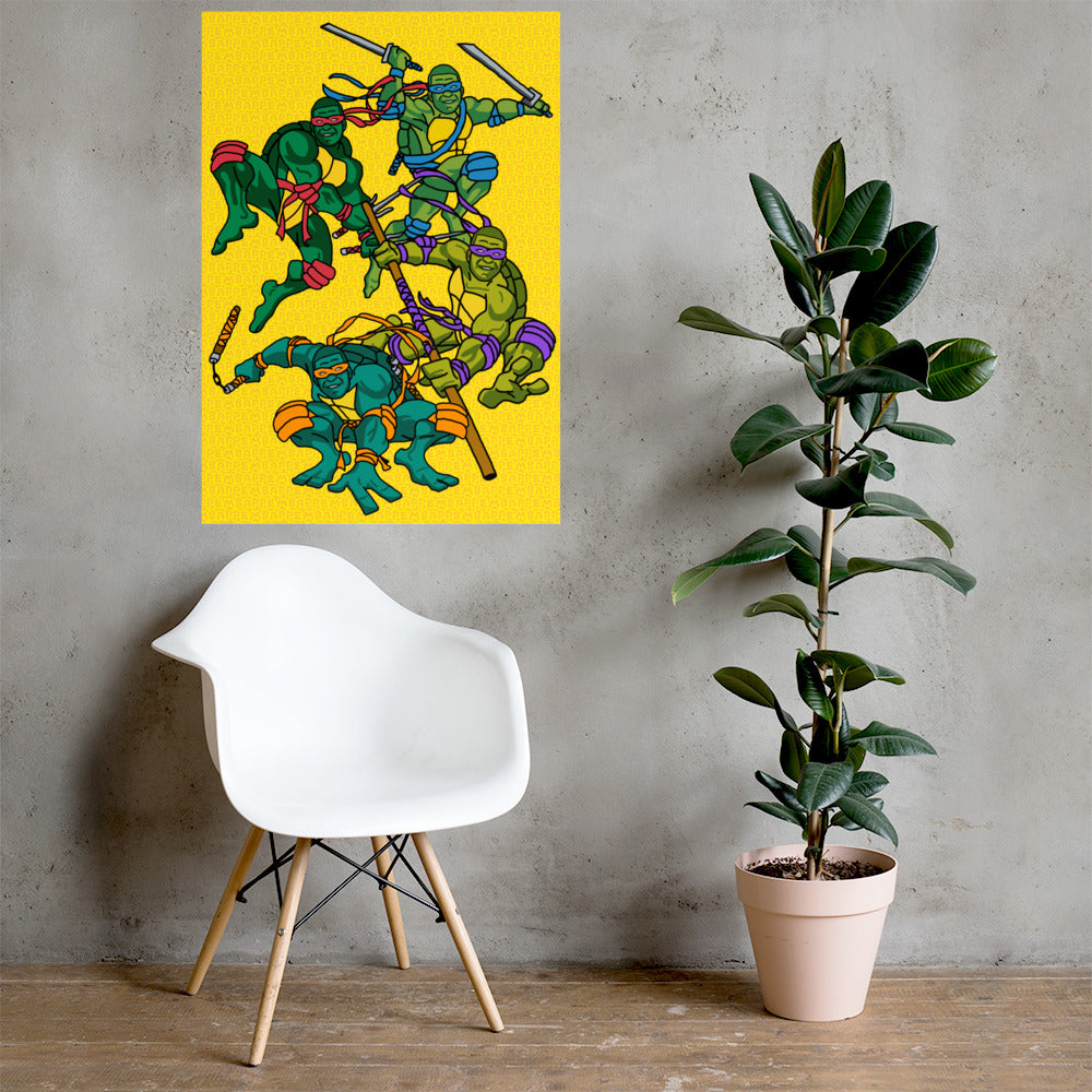 Kylian Mbappe Ninja Turtles funny football/ soccer meme Poster yellow 70×100 cm Posters Football Kylian Mbappe Ninja Turtles PSG Real Madrid Next Cult Brand