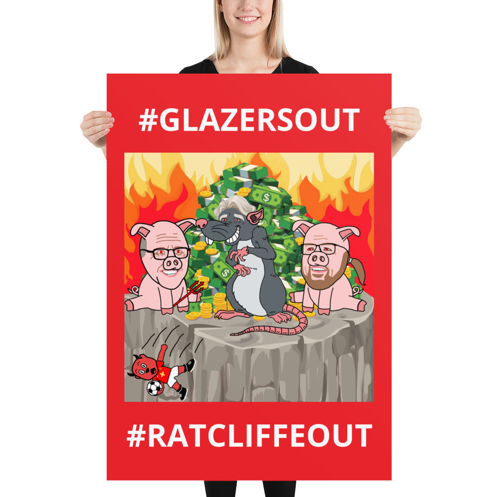 Manchester United Ratcliffe Out, Glazers Out Poster 70×100 cm Posters Football GlazersOut Manchester United RatcliffeOut Next Cult Brand
