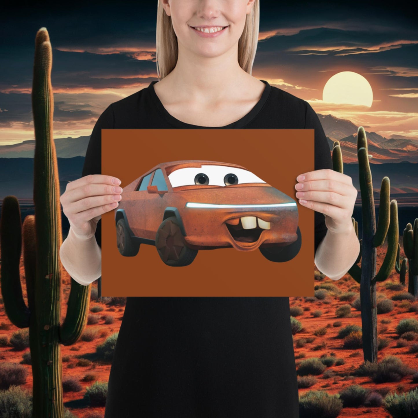 Rusty Tesla Cybertruck Elon Musk Cars Movie Tow Mater Poster 11″×14″ Posters Cars Movie Celebrities Cybertruck Elon Musk Movies Tesla Next Cult Brand