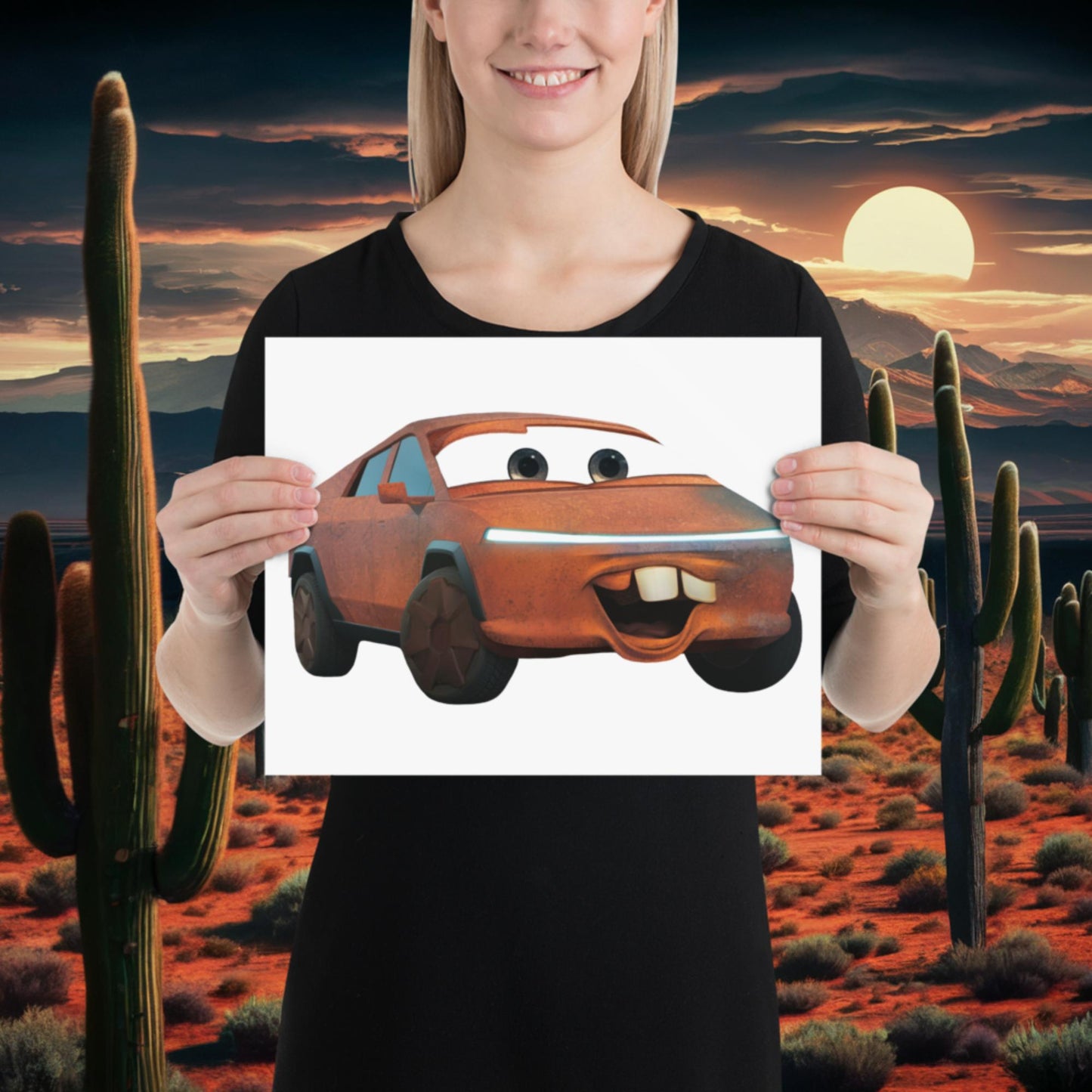 Rusty Tesla Cybertruck Elon Musk Cars Movie Tow Mater Poster 11″×14″ Posters Cars Movie Celebrities Cybertruck Elon Musk Movies Tesla Next Cult Brand