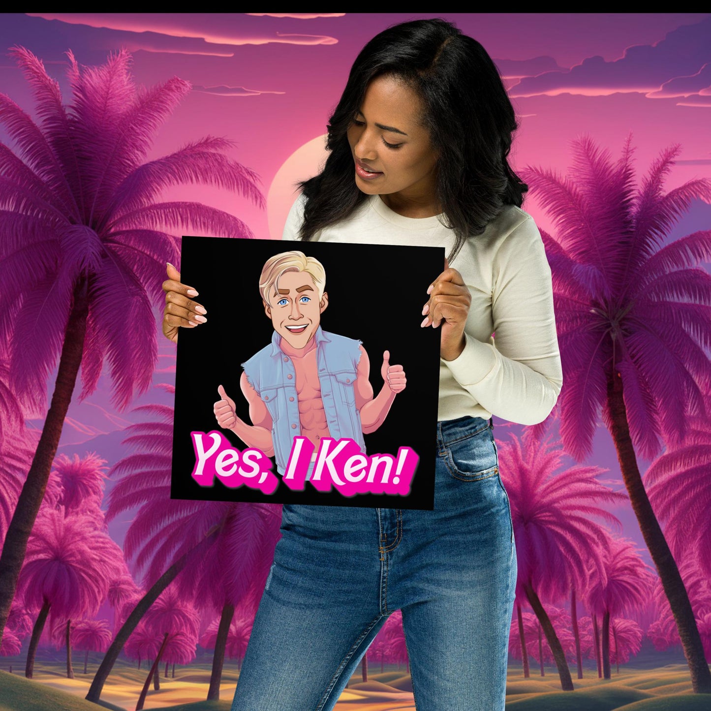 Yes I Ken Yes I can Ryan Gosling Ken Barbie Movie Poster 12″×12″ Posters Barbie Celebrities Ken Movies Ryan Gosling Next Cult Brand