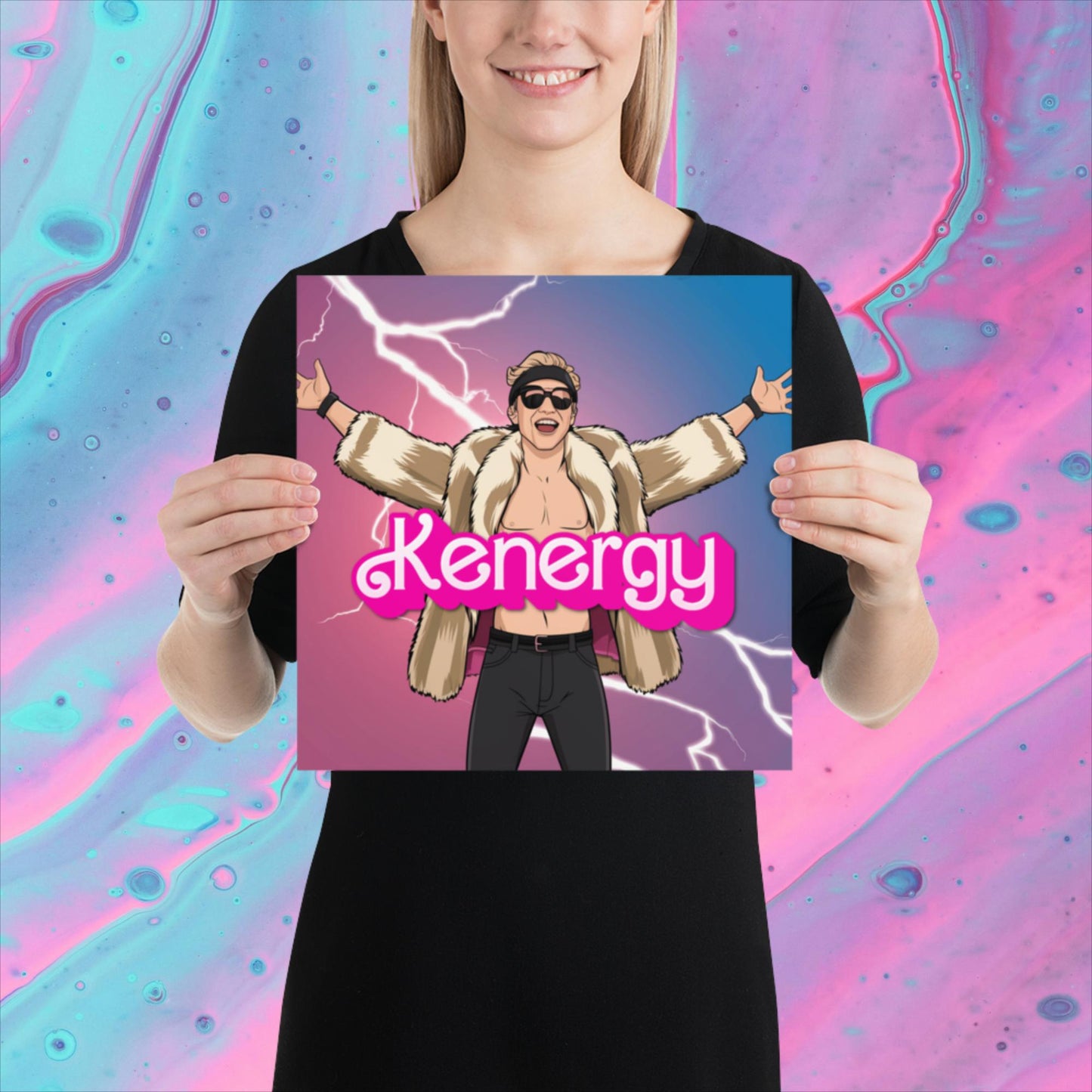 Kenergy Barbie Ryan Gosling Ken Poster 12″×12″ Posters Barbie Celebrities Ken Kenergy Movies Ryan Gosling Next Cult Brand
