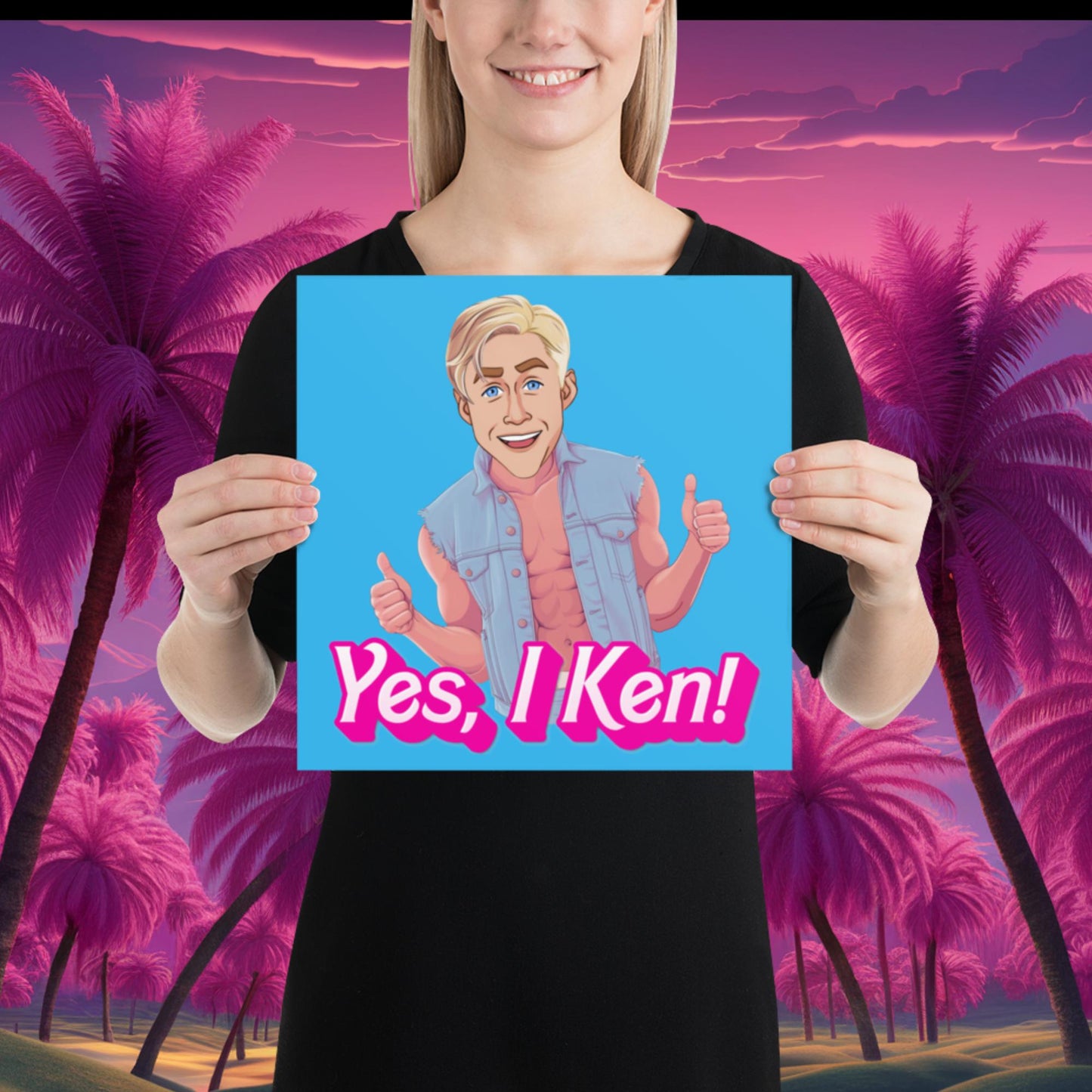 Yes I Ken Yes I can Ryan Gosling Ken Barbie Movie Poster 12″×12″ Posters Barbie Celebrities Ken Movies Ryan Gosling Next Cult Brand