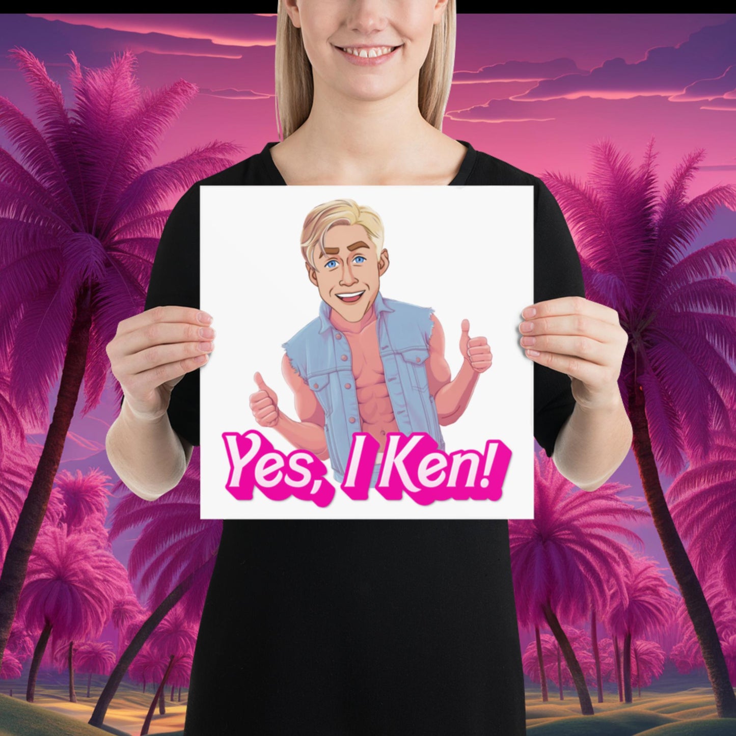 Yes I Ken Yes I can Ryan Gosling Ken Barbie Movie Poster 12″×12″ Posters Barbie Celebrities Ken Movies Ryan Gosling Next Cult Brand
