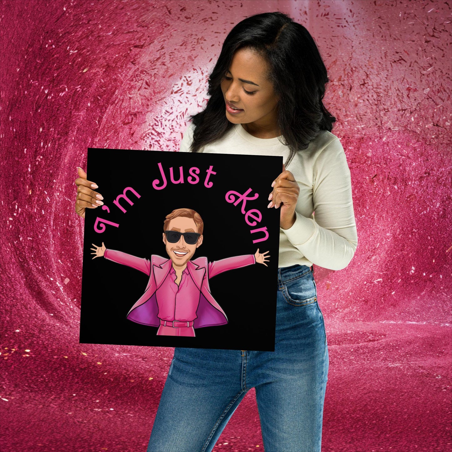Ken Barbie Ryan Gosling I'm Just Ken Poster 14″×14″ Posters Barbie Celebrities Ken Movies Ryan Gosling Next Cult Brand
