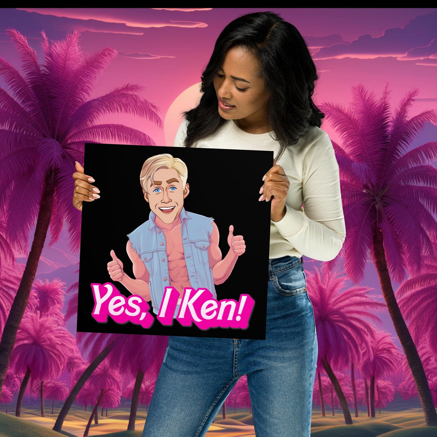 Yes I Ken Yes I can Ryan Gosling Ken Barbie Movie Poster 14″×14″ Posters Barbie Celebrities Ken Movies Ryan Gosling Next Cult Brand