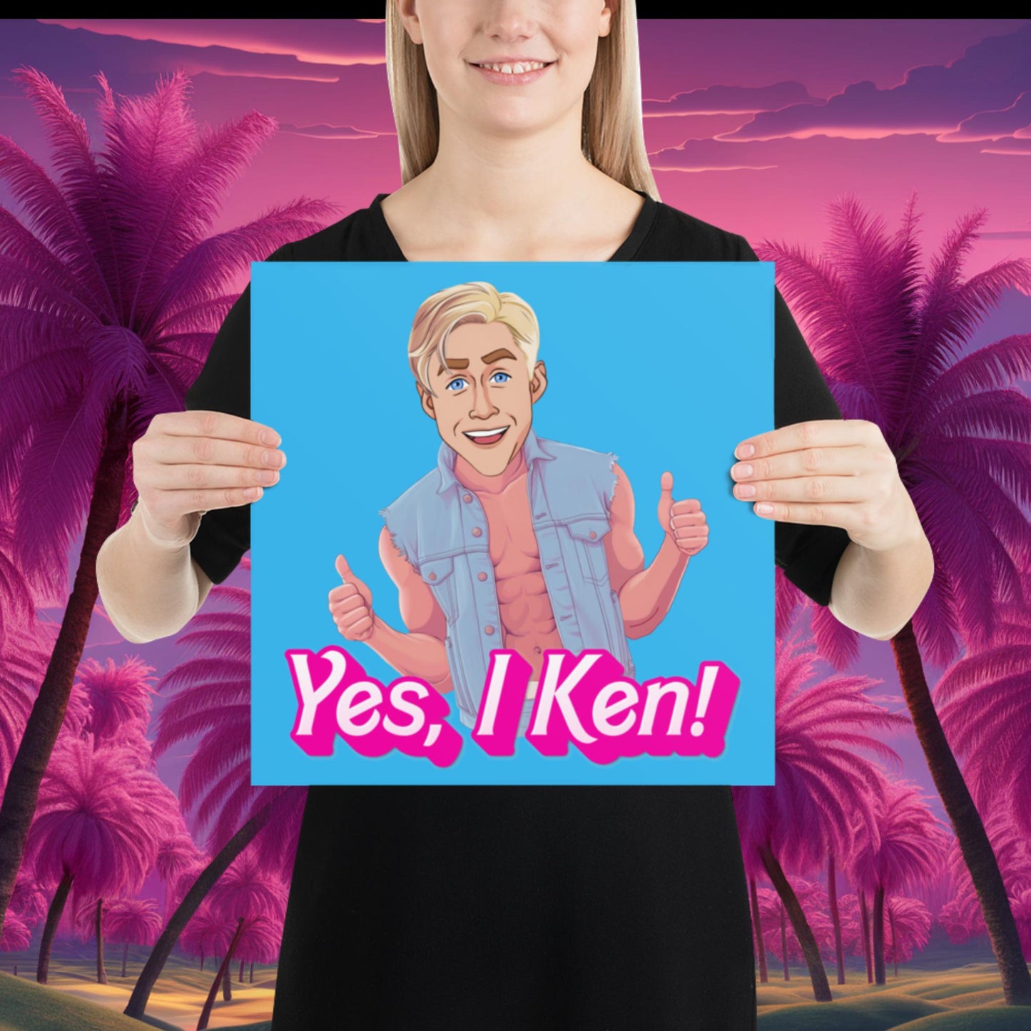 Yes I Ken Yes I can Ryan Gosling Ken Barbie Movie Poster 14″×14″ Posters Barbie Celebrities Ken Movies Ryan Gosling Next Cult Brand