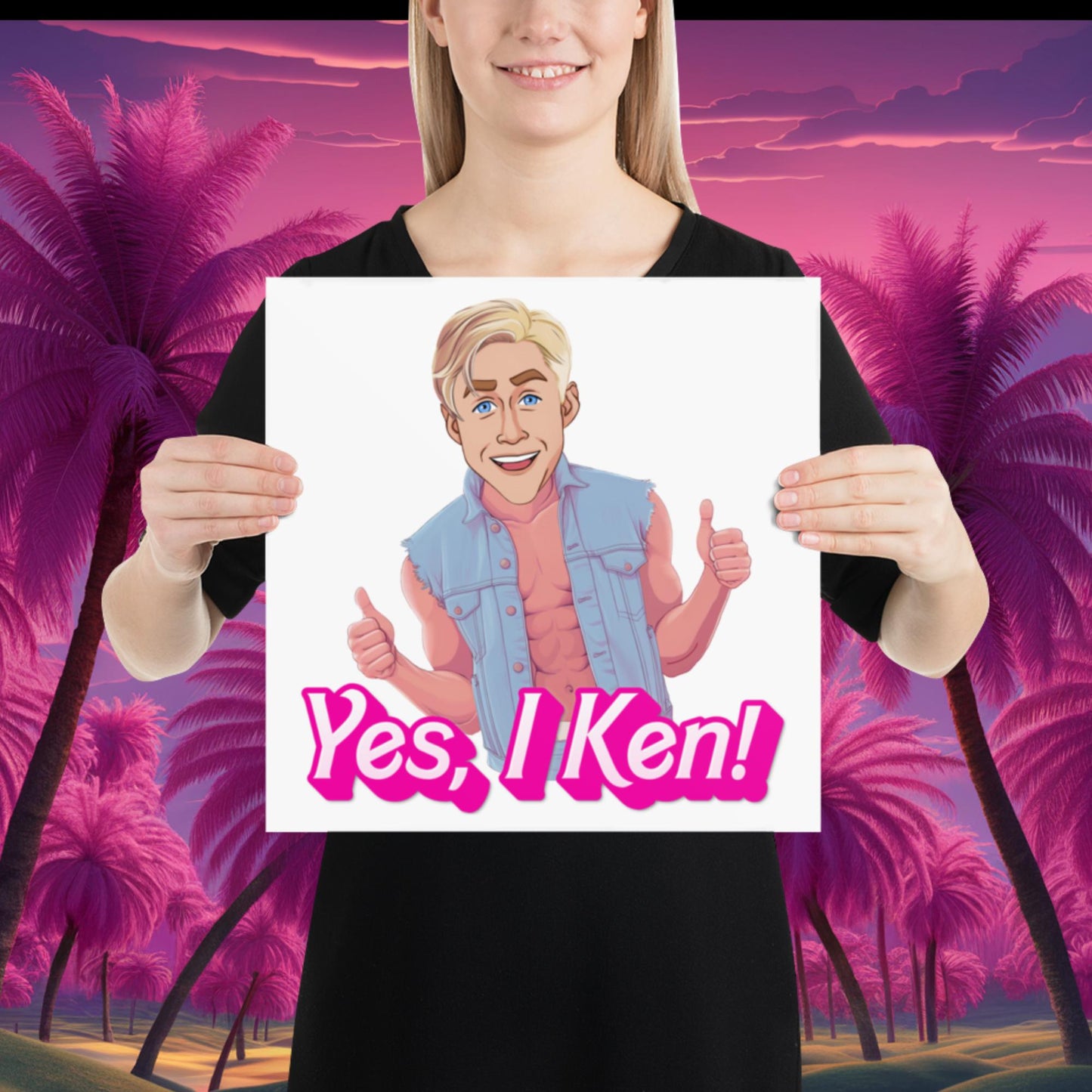 Yes I Ken Yes I can Ryan Gosling Ken Barbie Movie Poster 14″×14″ Posters Barbie Celebrities Ken Movies Ryan Gosling Next Cult Brand