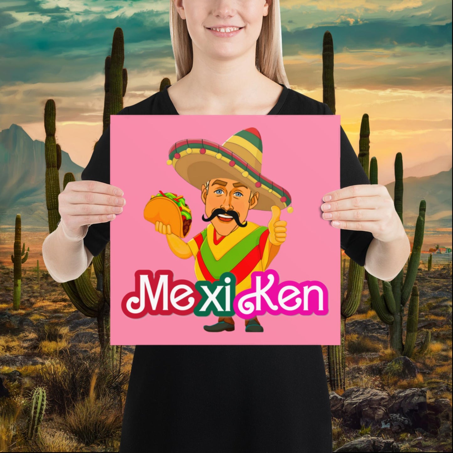MexiKen Ken Barbie Movie Ryan Gosling Mexican Poster 14″×14″ Posters Barbie Celebrities Ken Mexico Movies Ryan Gosling Next Cult Brand