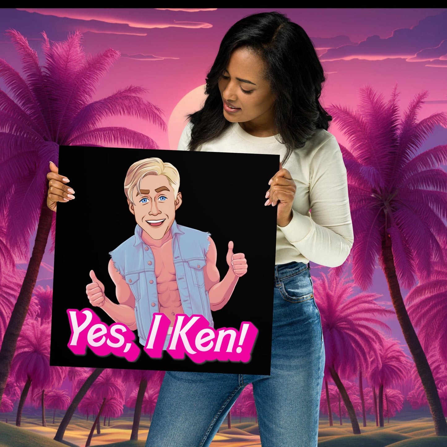 Yes I Ken Yes I can Ryan Gosling Ken Barbie Movie Poster 16″×16″ Posters Barbie Celebrities Ken Movies Ryan Gosling Next Cult Brand