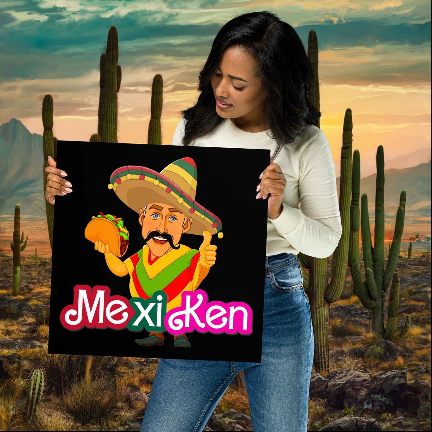 MexiKen Ken Barbie Movie Ryan Gosling Mexican Poster 16″×16″ Posters Barbie Celebrities Ken Mexico Movies Ryan Gosling Next Cult Brand