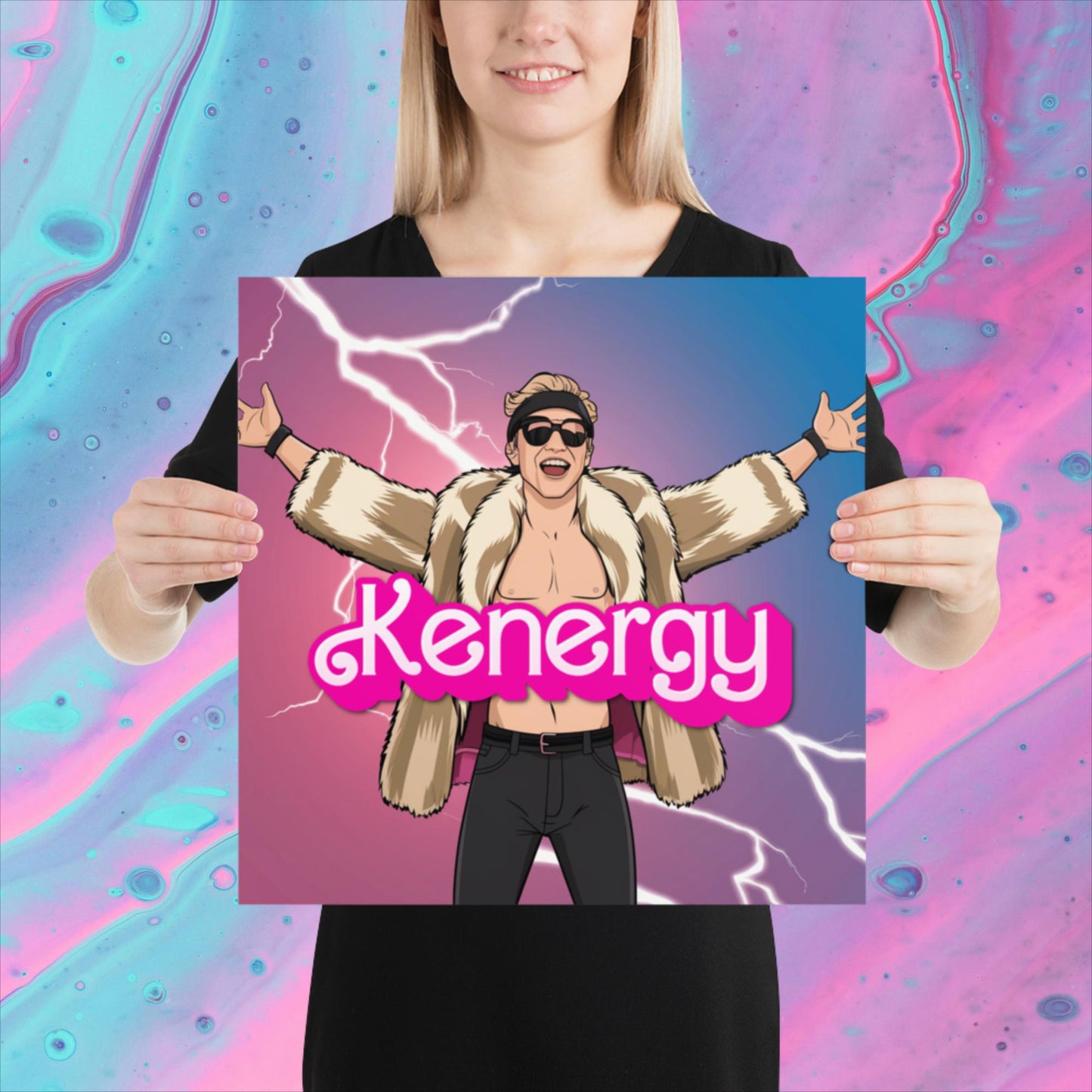 Kenergy Barbie Ryan Gosling Ken Poster 16″×16″ Posters Barbie Celebrities Ken Kenergy Movies Ryan Gosling Next Cult Brand