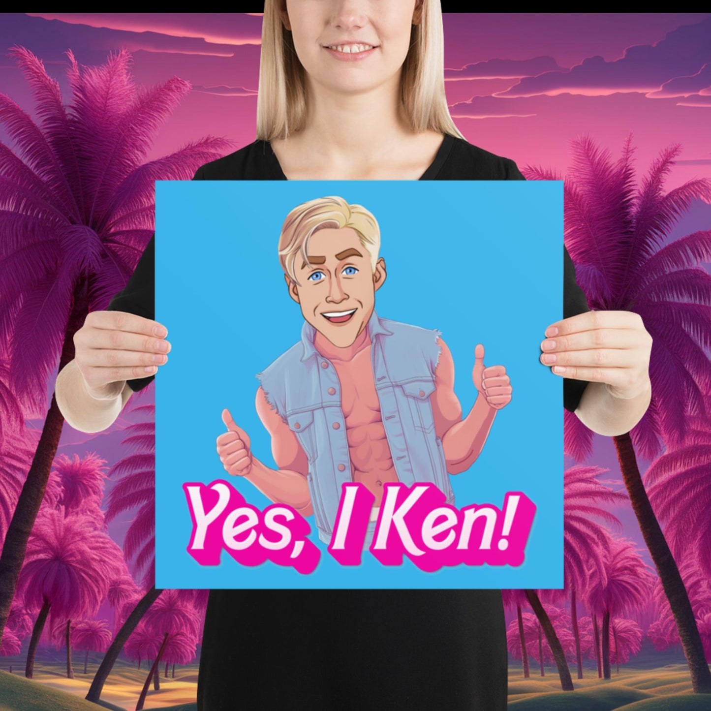 Yes I Ken Yes I can Ryan Gosling Ken Barbie Movie Poster 16″×16″ Posters Barbie Celebrities Ken Movies Ryan Gosling Next Cult Brand
