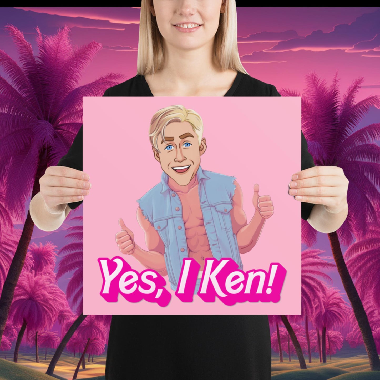 Yes I Ken Yes I can Ryan Gosling Ken Barbie Movie Poster 16″×16″ Posters Barbie Celebrities Ken Movies Ryan Gosling Next Cult Brand