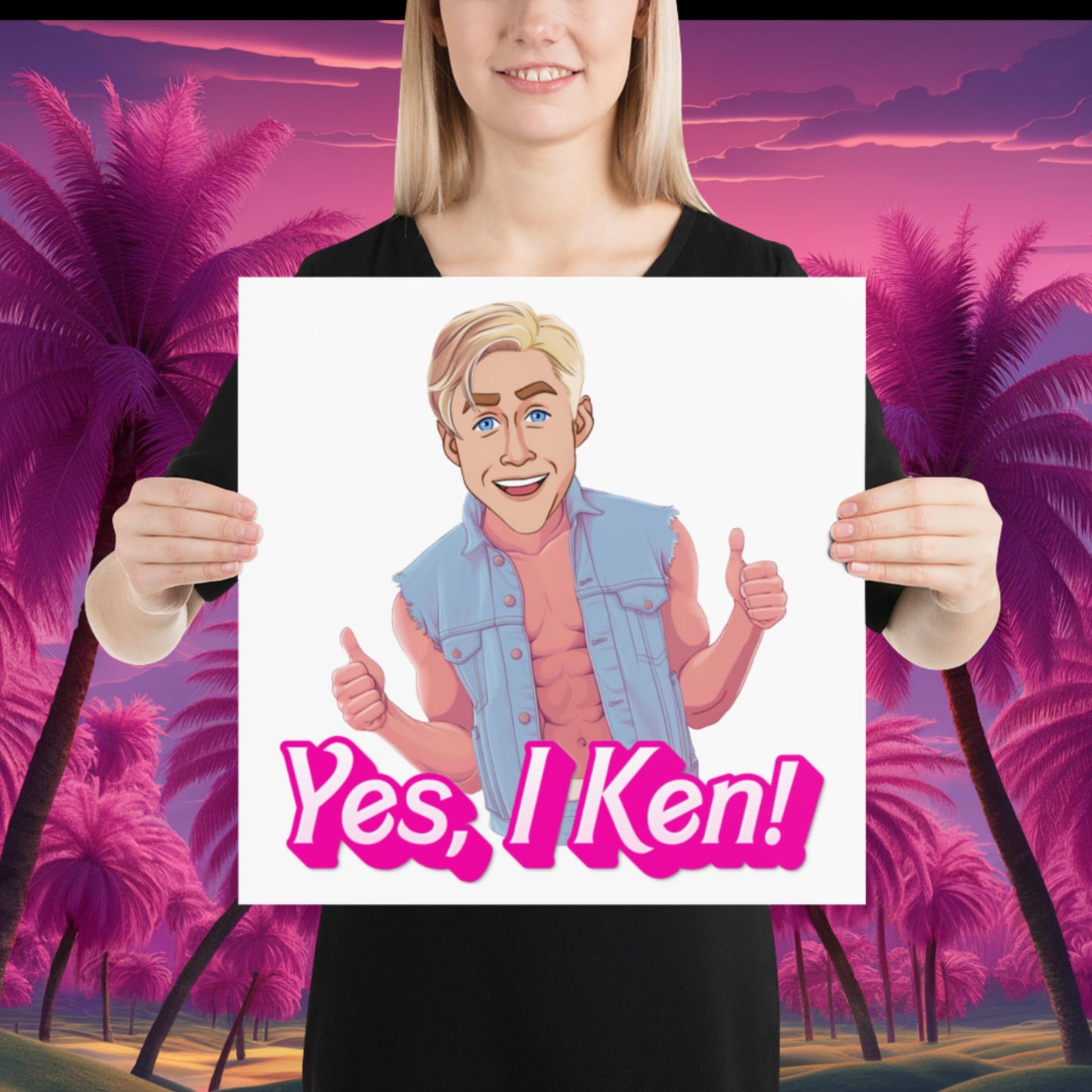 Yes I Ken Yes I can Ryan Gosling Ken Barbie Movie Poster 16″×16″ Posters Barbie Celebrities Ken Movies Ryan Gosling Next Cult Brand