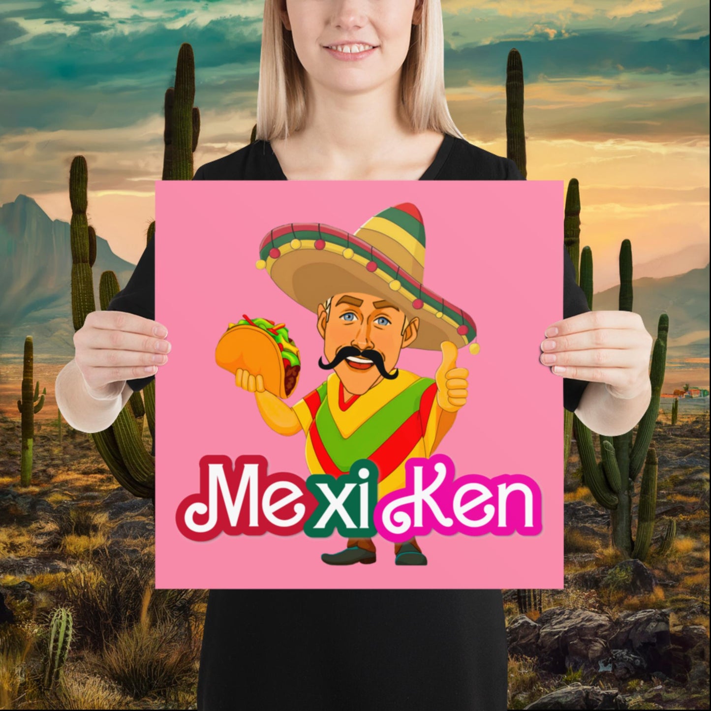 MexiKen Ken Barbie Movie Ryan Gosling Mexican Poster 16″×16″ Posters Barbie Celebrities Ken Mexico Movies Ryan Gosling Next Cult Brand
