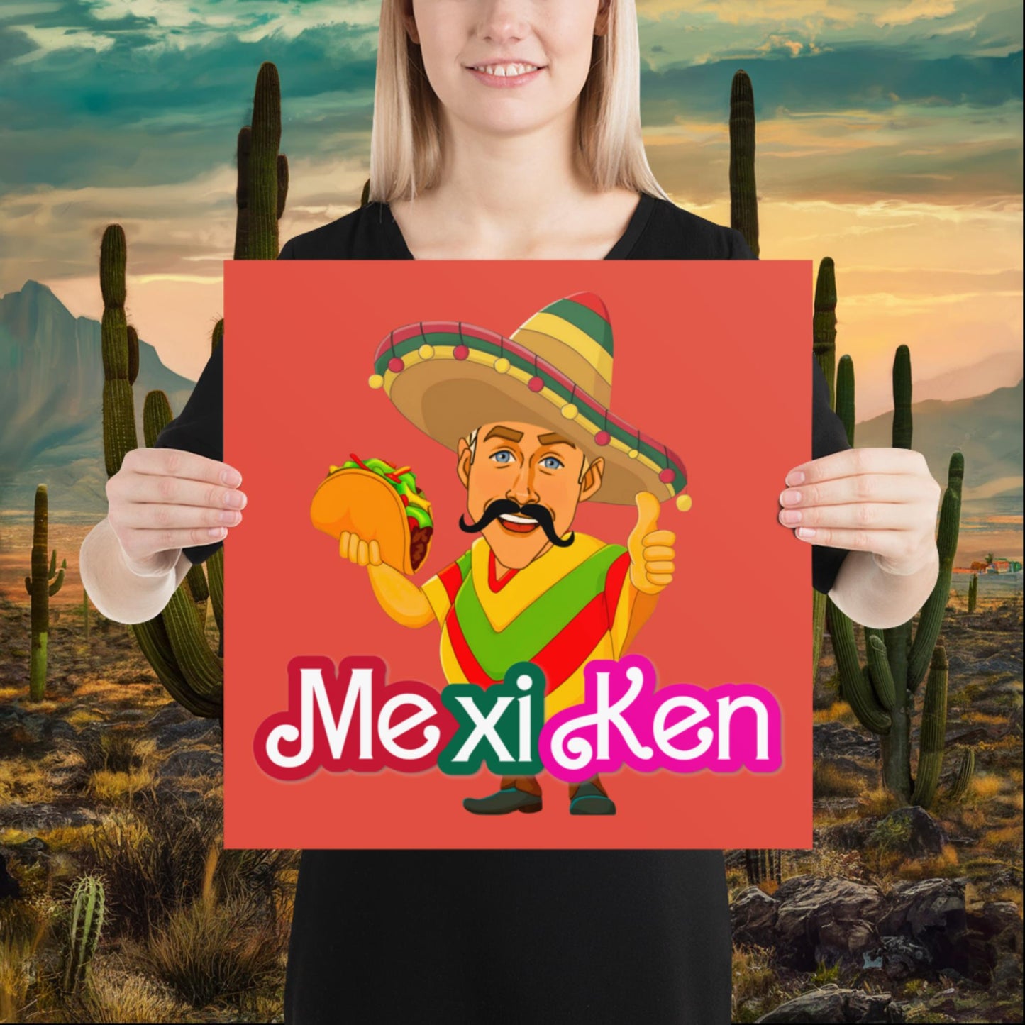 MexiKen Ken Barbie Movie Ryan Gosling Mexican Poster 16″×16″ Posters Barbie Celebrities Ken Mexico Movies Ryan Gosling Next Cult Brand