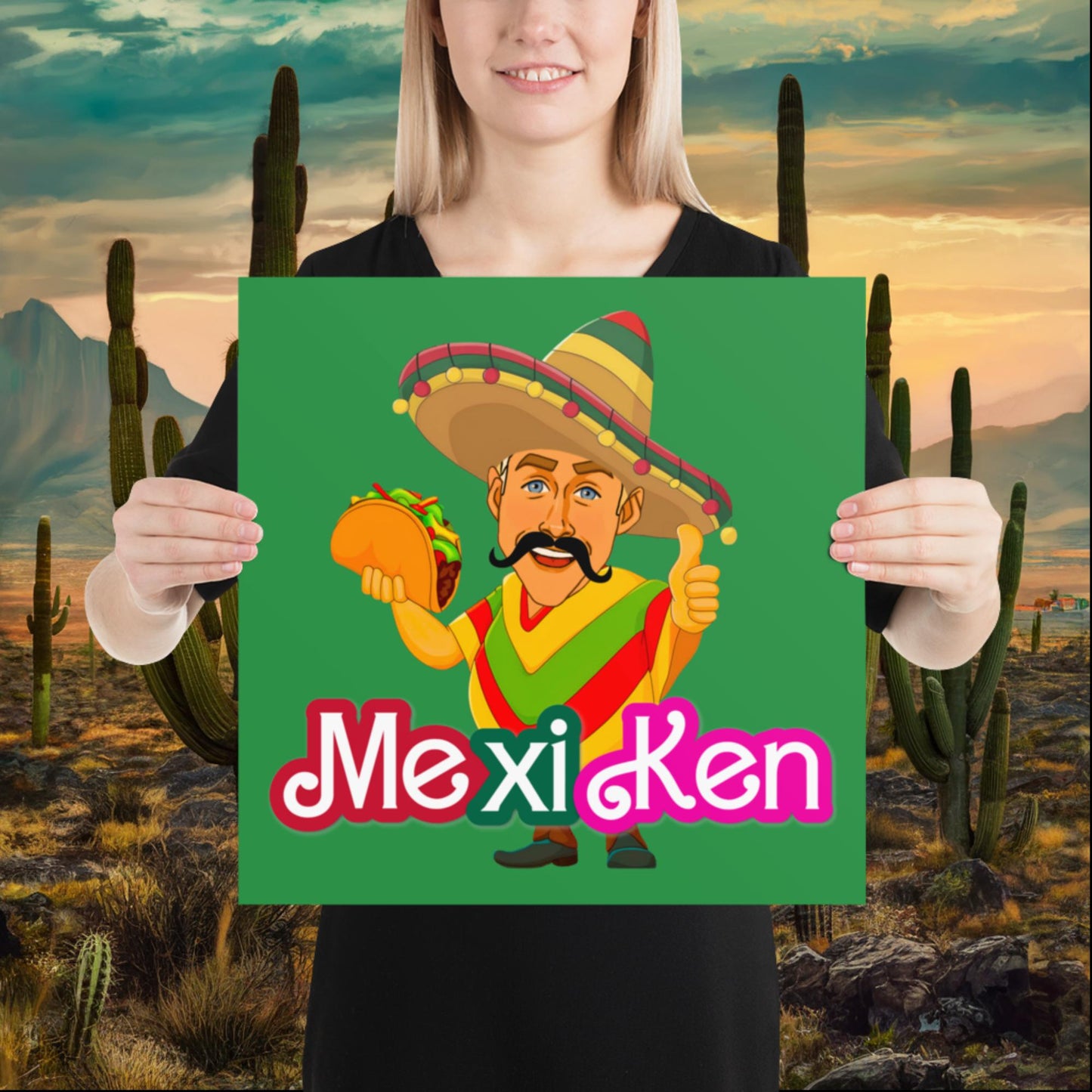MexiKen Ken Barbie Movie Ryan Gosling Mexican Poster 16″×16″ Posters Barbie Celebrities Ken Mexico Movies Ryan Gosling Next Cult Brand