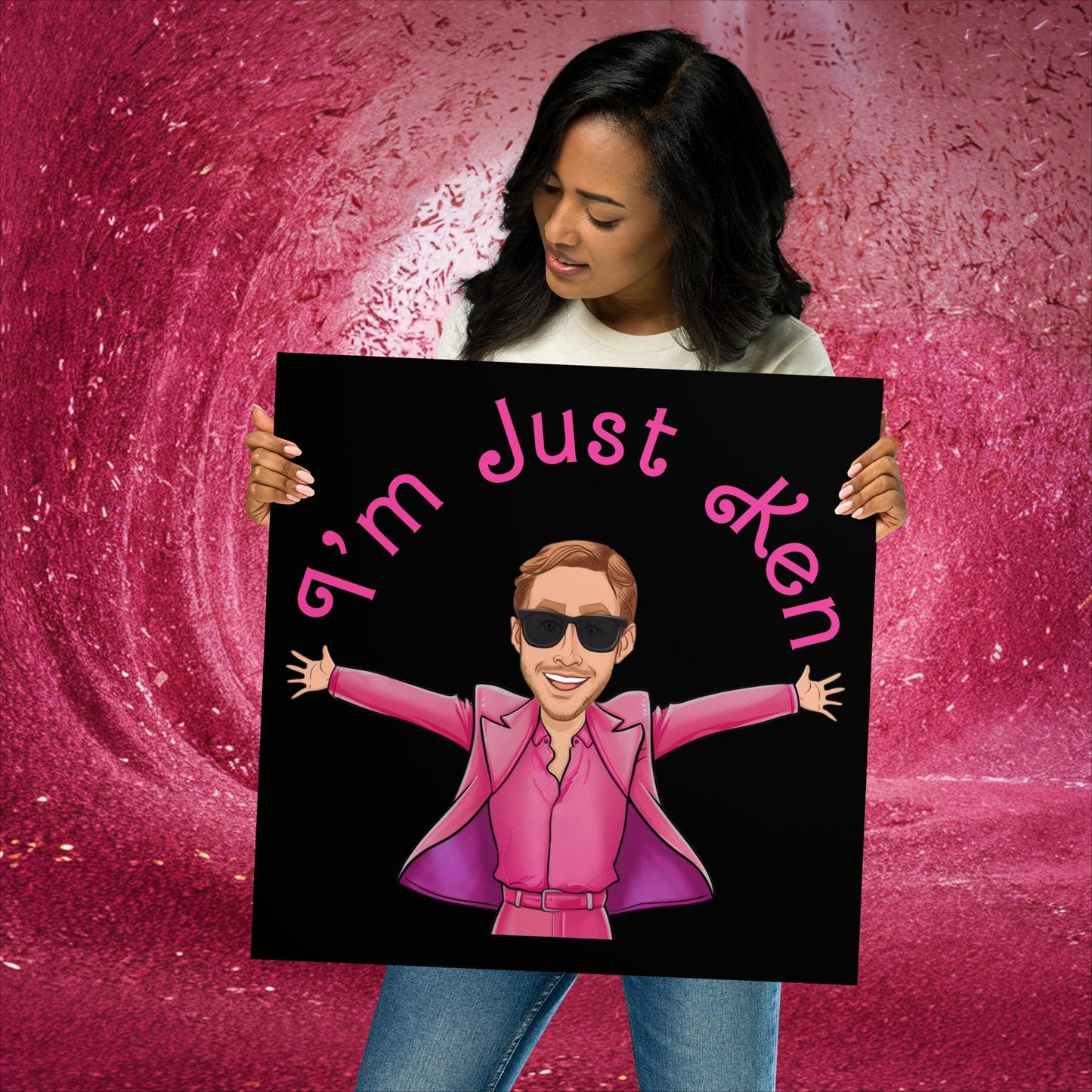 Ken Barbie Ryan Gosling I'm Just Ken Poster 18″×18″ Posters Barbie Celebrities Ken Movies Ryan Gosling Next Cult Brand