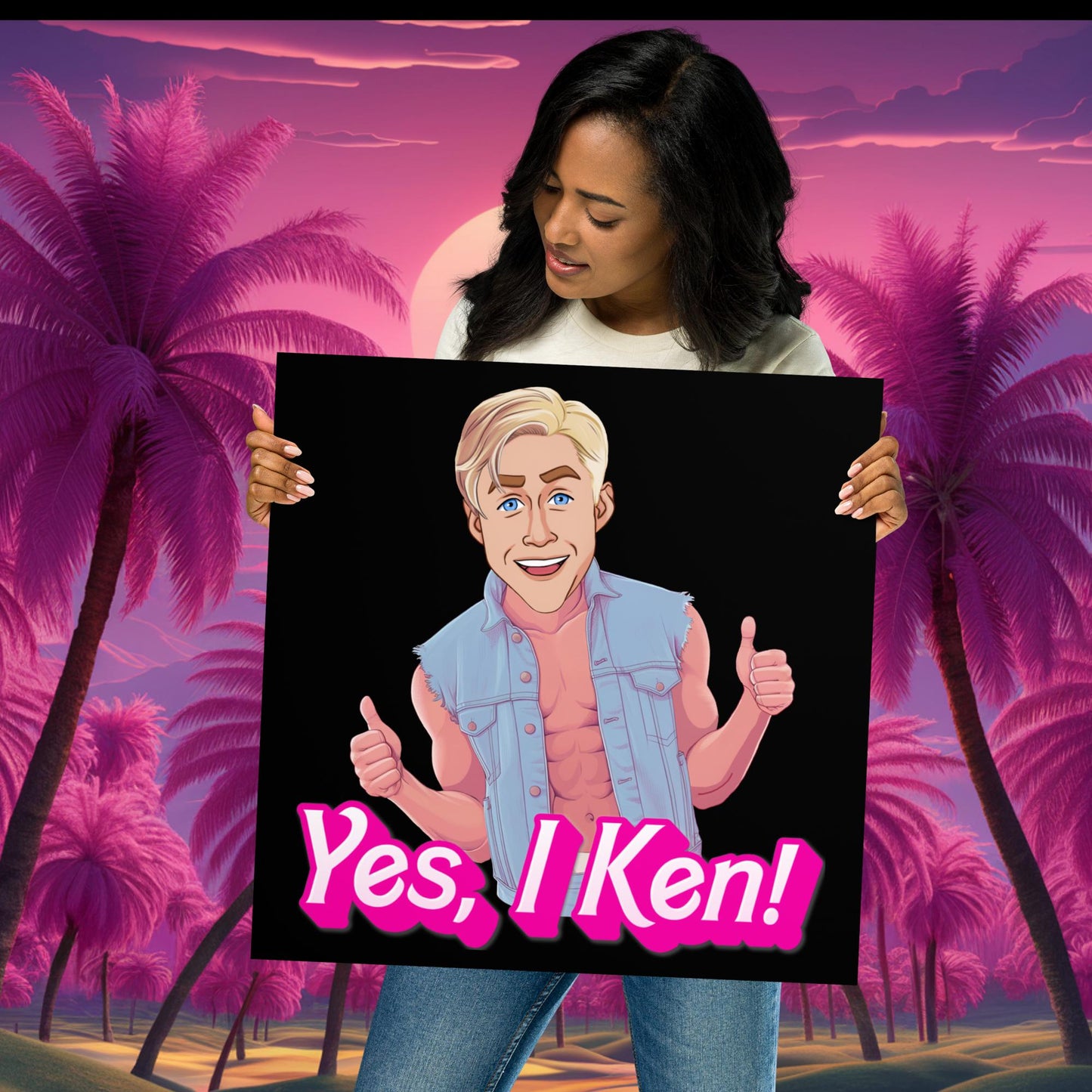Yes I Ken Yes I can Ryan Gosling Ken Barbie Movie Poster 18″×18″ Posters Barbie Celebrities Ken Movies Ryan Gosling Next Cult Brand