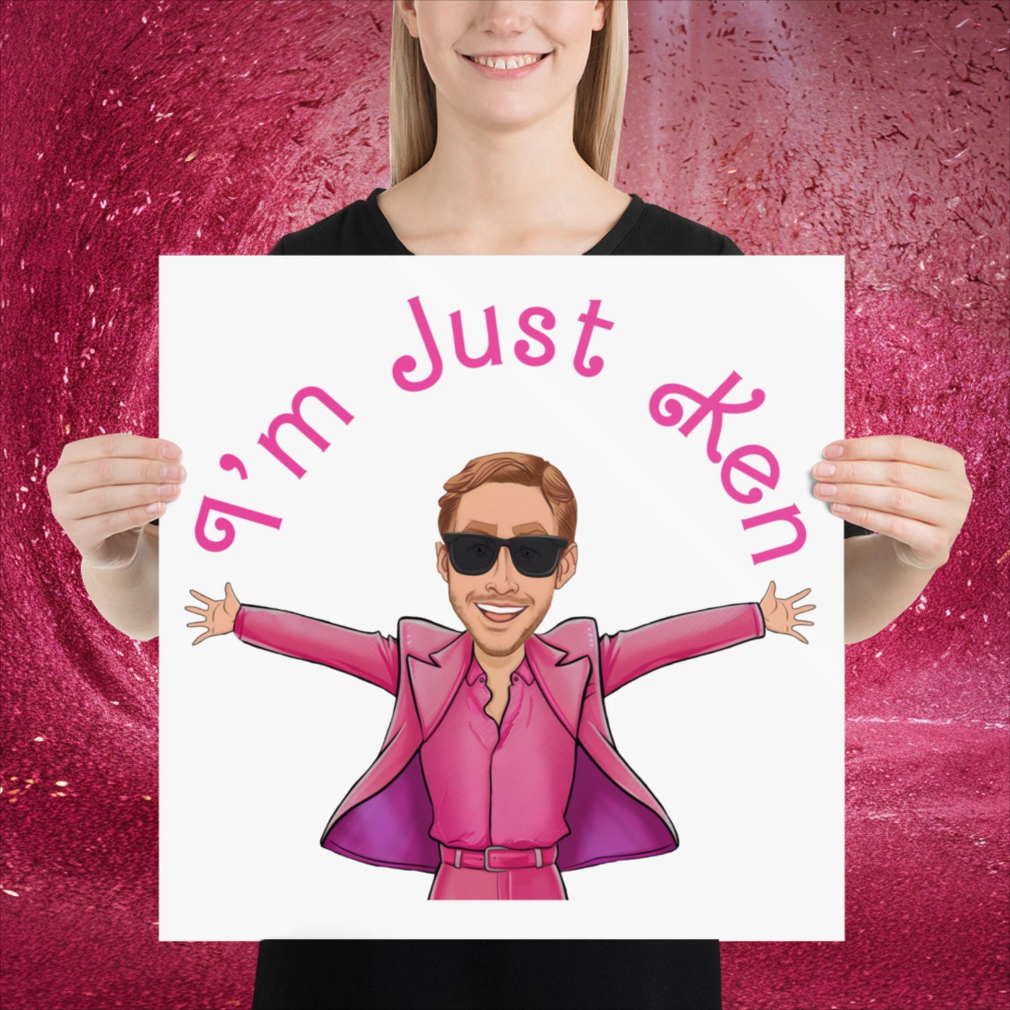 Ken Barbie Ryan Gosling I'm Just Ken Poster 18″×18″ Posters Barbie Celebrities Ken Movies Ryan Gosling Next Cult Brand