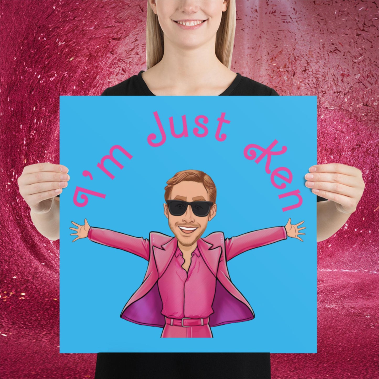 Ken Barbie Ryan Gosling I'm Just Ken Poster 18″×18″ Posters Barbie Celebrities Ken Movies Ryan Gosling Next Cult Brand