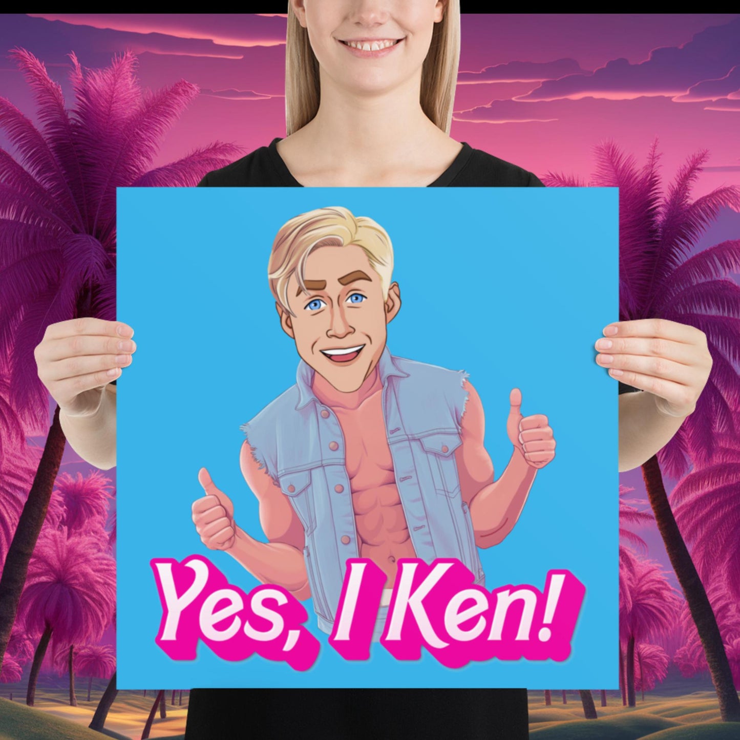 Yes I Ken Yes I can Ryan Gosling Ken Barbie Movie Poster 18″×18″ Posters Barbie Celebrities Ken Movies Ryan Gosling Next Cult Brand