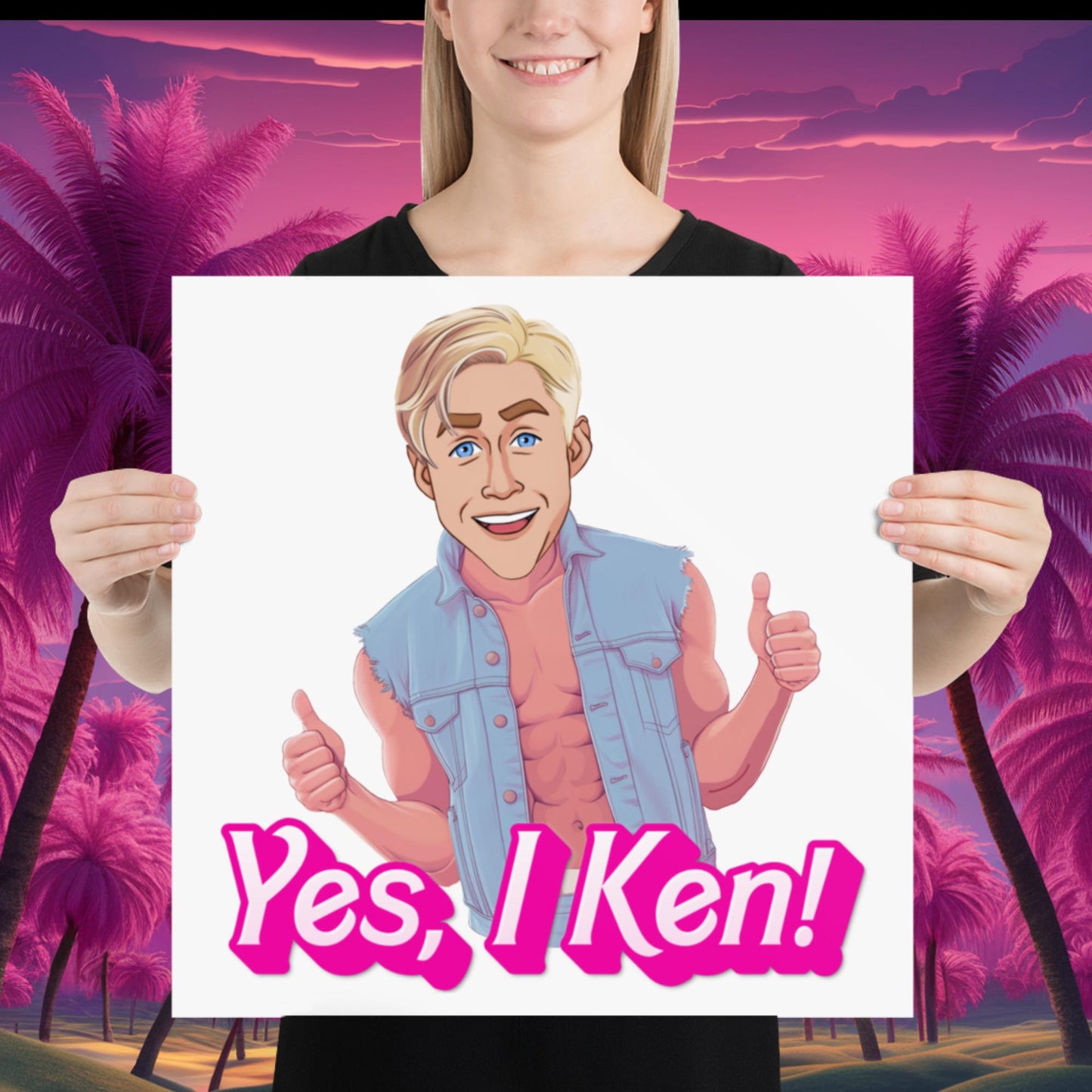 Yes I Ken Yes I can Ryan Gosling Ken Barbie Movie Poster 18″×18″ Posters Barbie Celebrities Ken Movies Ryan Gosling Next Cult Brand