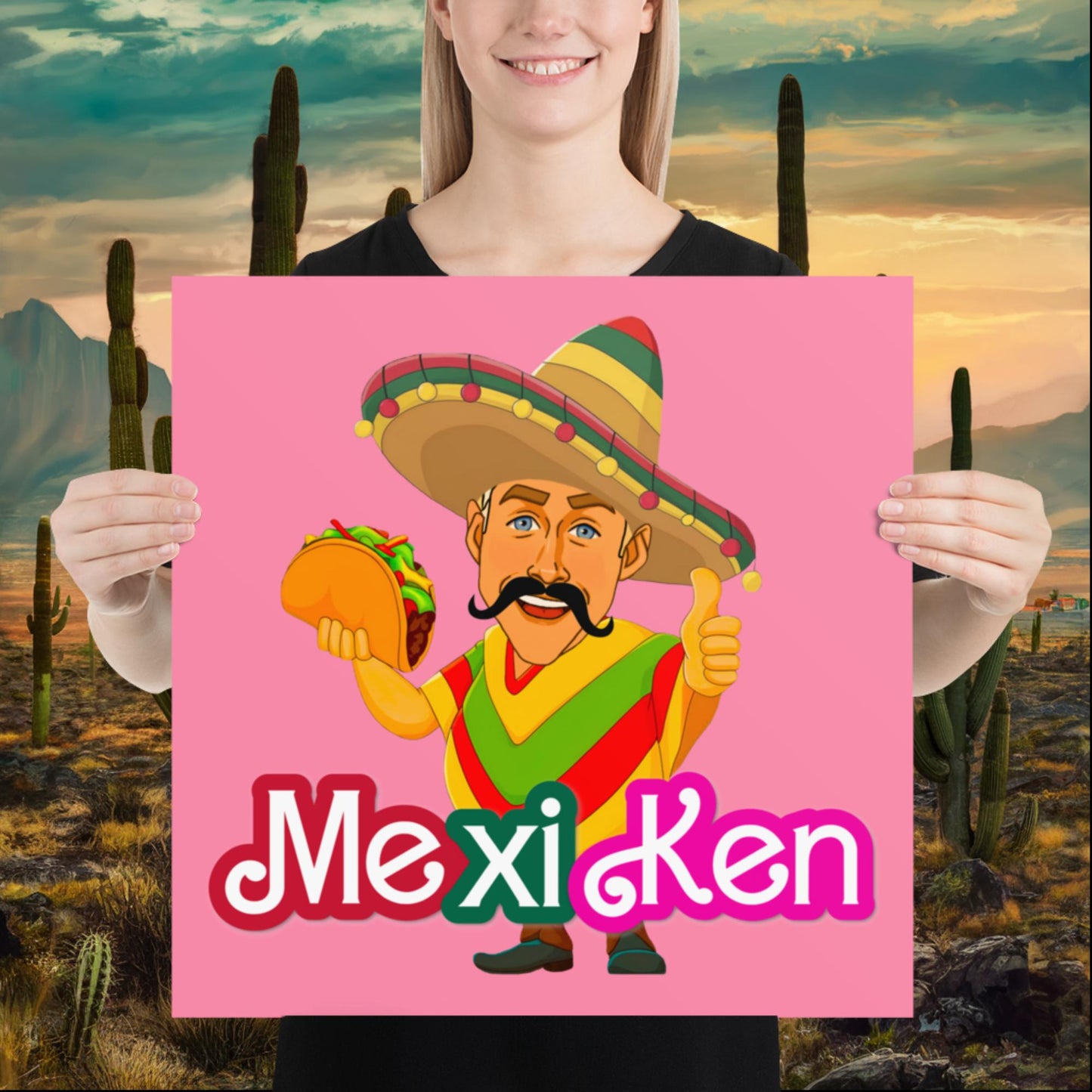 MexiKen Ken Barbie Movie Ryan Gosling Mexican Poster 18″×18″ Posters Barbie Celebrities Ken Mexico Movies Ryan Gosling Next Cult Brand