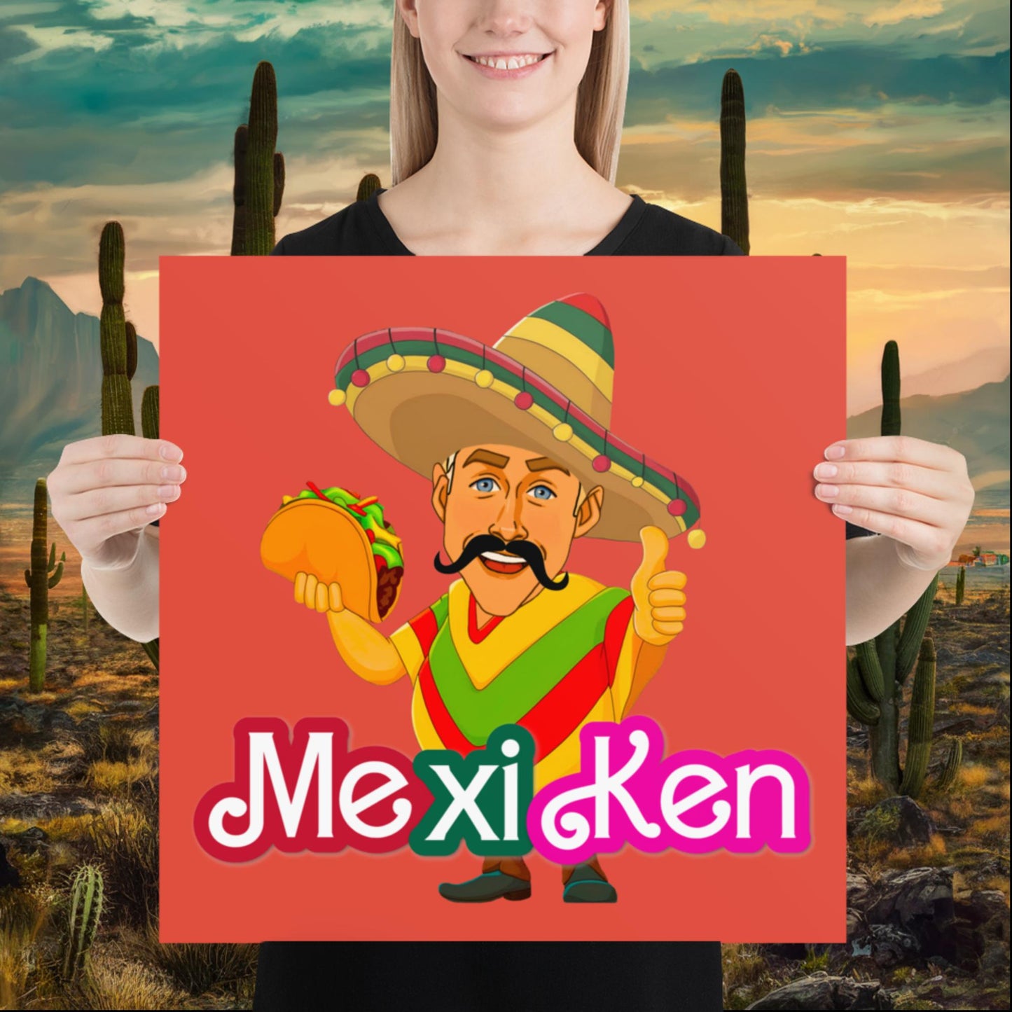 MexiKen Ken Barbie Movie Ryan Gosling Mexican Poster 18″×18″ Posters Barbie Celebrities Ken Mexico Movies Ryan Gosling Next Cult Brand