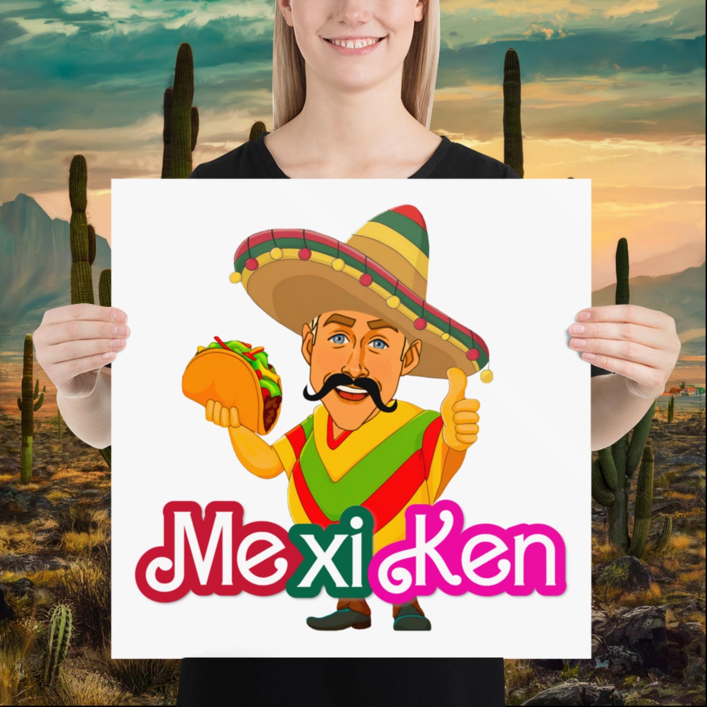 MexiKen Ken Barbie Movie Ryan Gosling Mexican Poster 18″×18″ Posters Barbie Celebrities Ken Mexico Movies Ryan Gosling Next Cult Brand