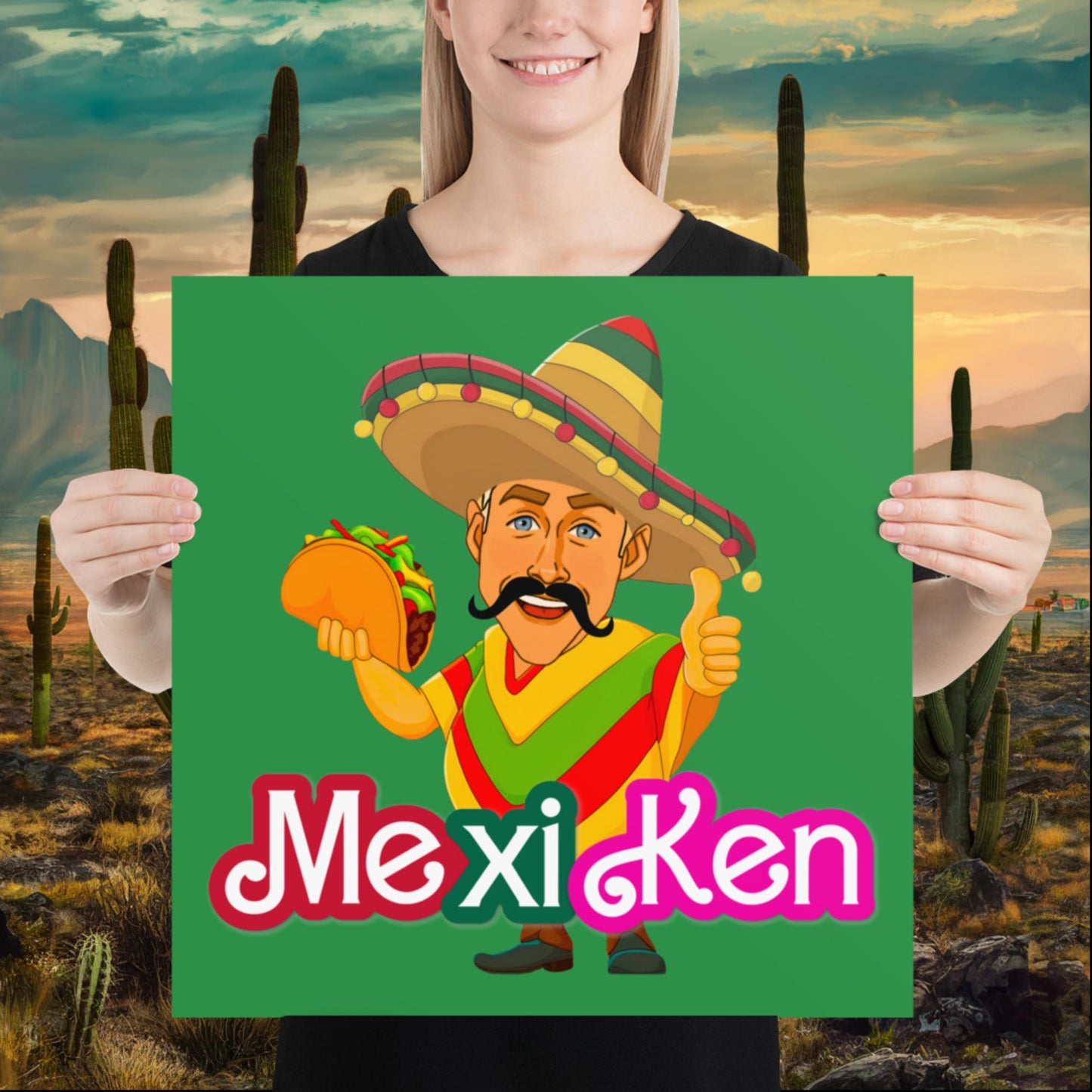 MexiKen Ken Barbie Movie Ryan Gosling Mexican Poster 18″×18″ Posters Barbie Celebrities Ken Mexico Movies Ryan Gosling Next Cult Brand