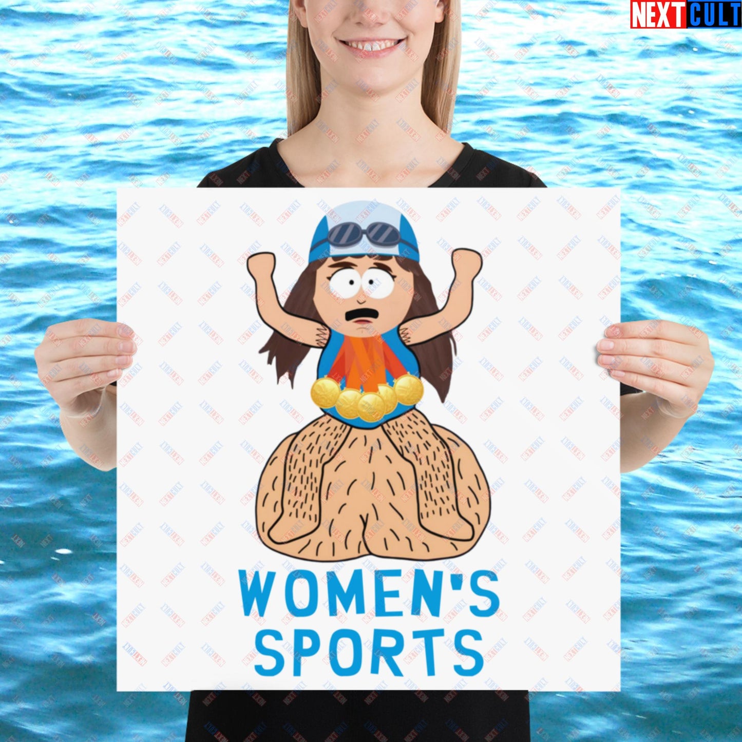 Women's Sports Funny Lia Thomas Swimming Female Sports Trans Athlete Poster 18″×18″ Posters LGBTQ+ South Park TV Shows Next Cult Brand