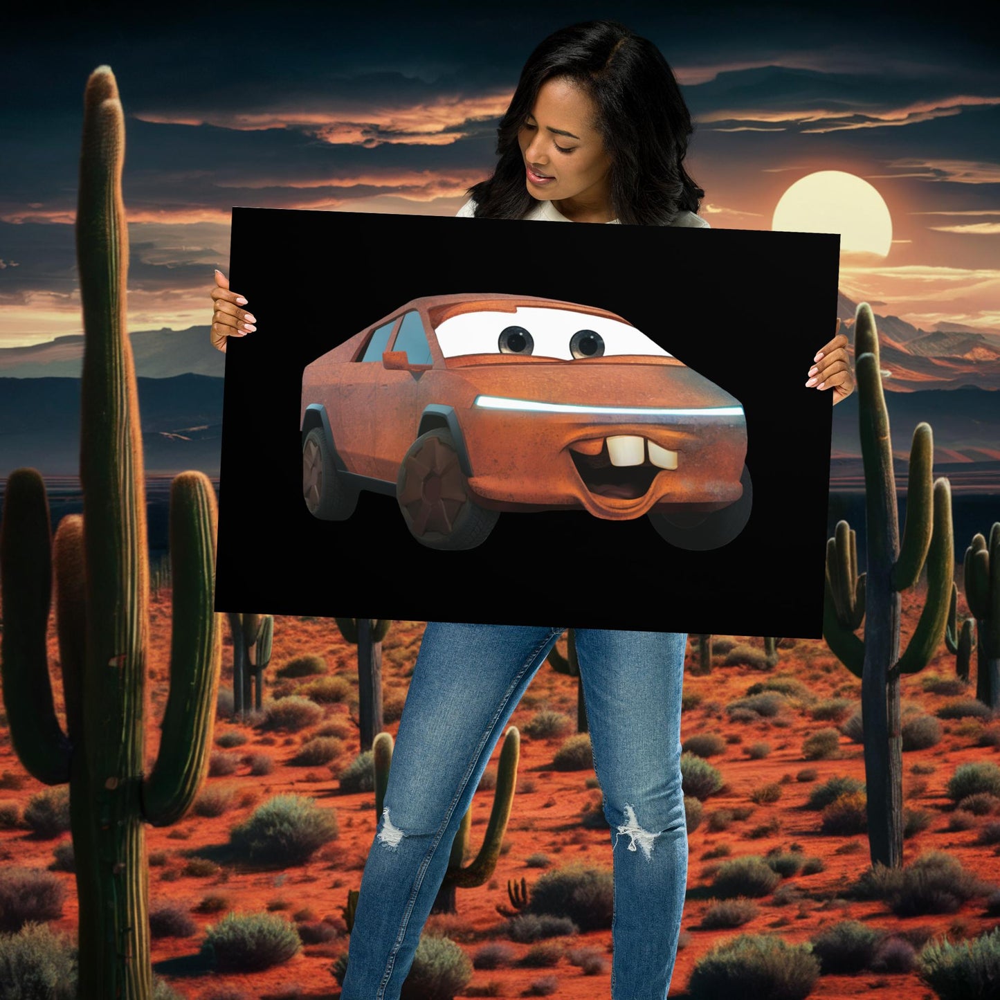 Rusty Tesla Cybertruck Elon Musk Cars Movie Tow Mater Poster 20″×30″ Posters Cars Movie Celebrities Cybertruck Elon Musk Movies Tesla Next Cult Brand