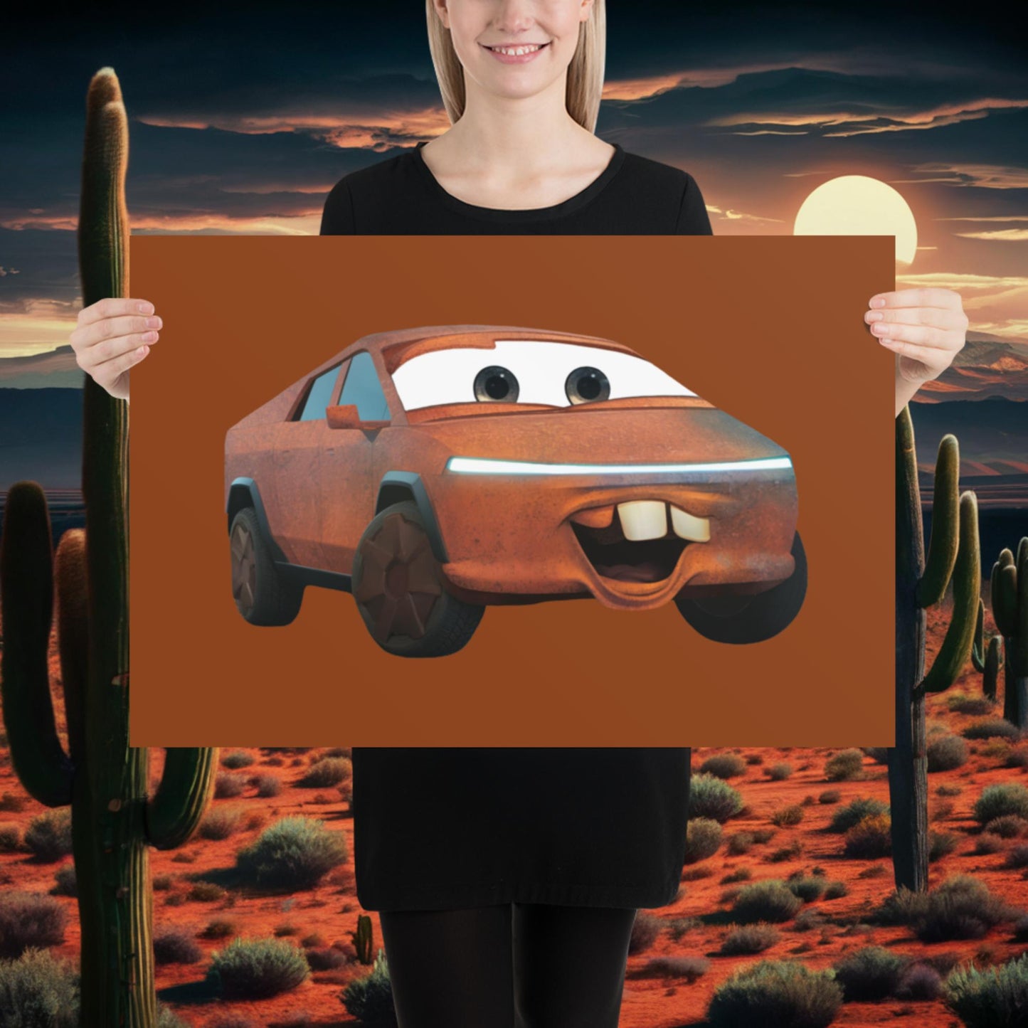 Rusty Tesla Cybertruck Elon Musk Cars Movie Tow Mater Poster 20″×30″ Posters Cars Movie Celebrities Cybertruck Elon Musk Movies Tesla Next Cult Brand