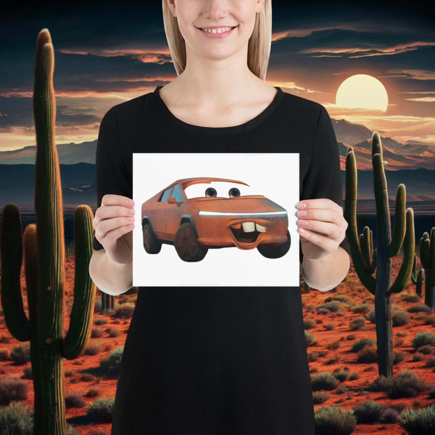 Rusty Tesla Cybertruck Elon Musk Cars Movie Tow Mater Poster 8″×10″ Posters Cars Movie Celebrities Cybertruck Elon Musk Movies Tesla Next Cult Brand