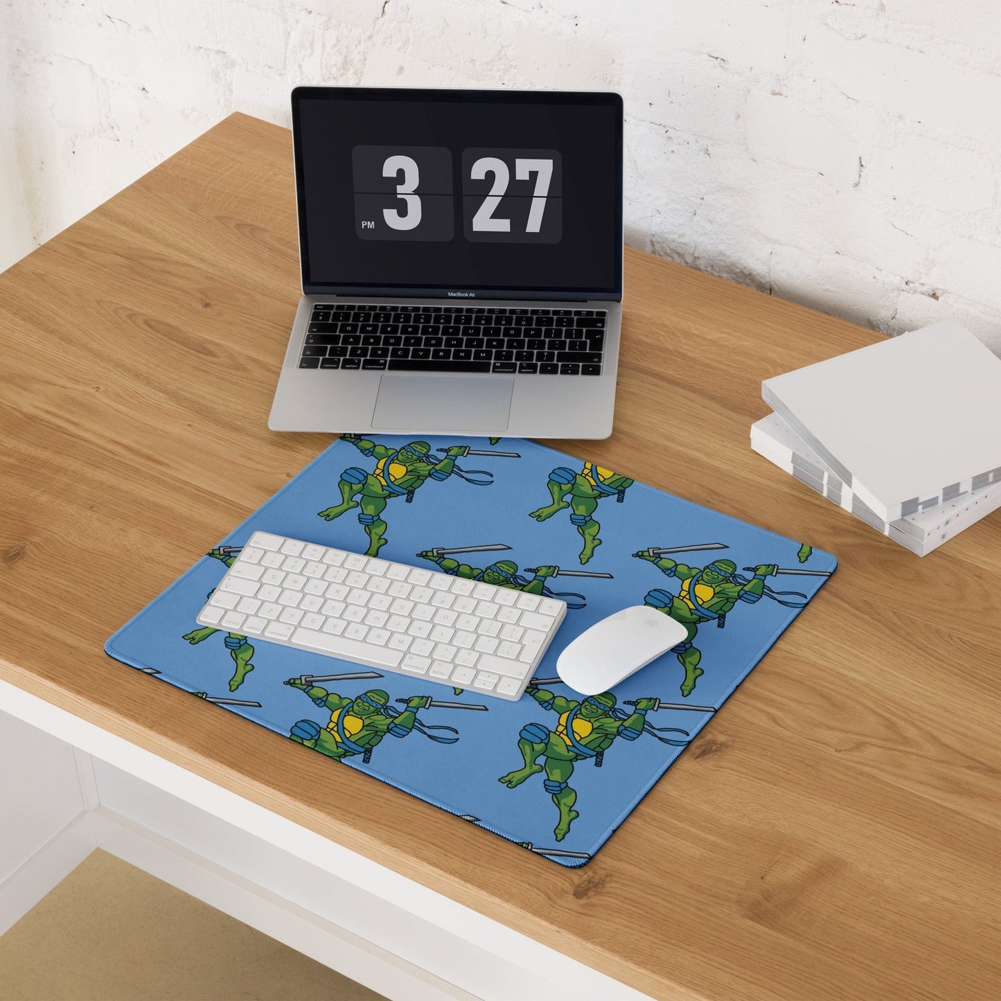 Kylian Mbappe Blue Ninja Turtle Leonardo Gaming mouse pad 18″×16″ Mouse Pads Football Kylian Mbappe Ninja Turtles PSG Real Madrid Next Cult Brand