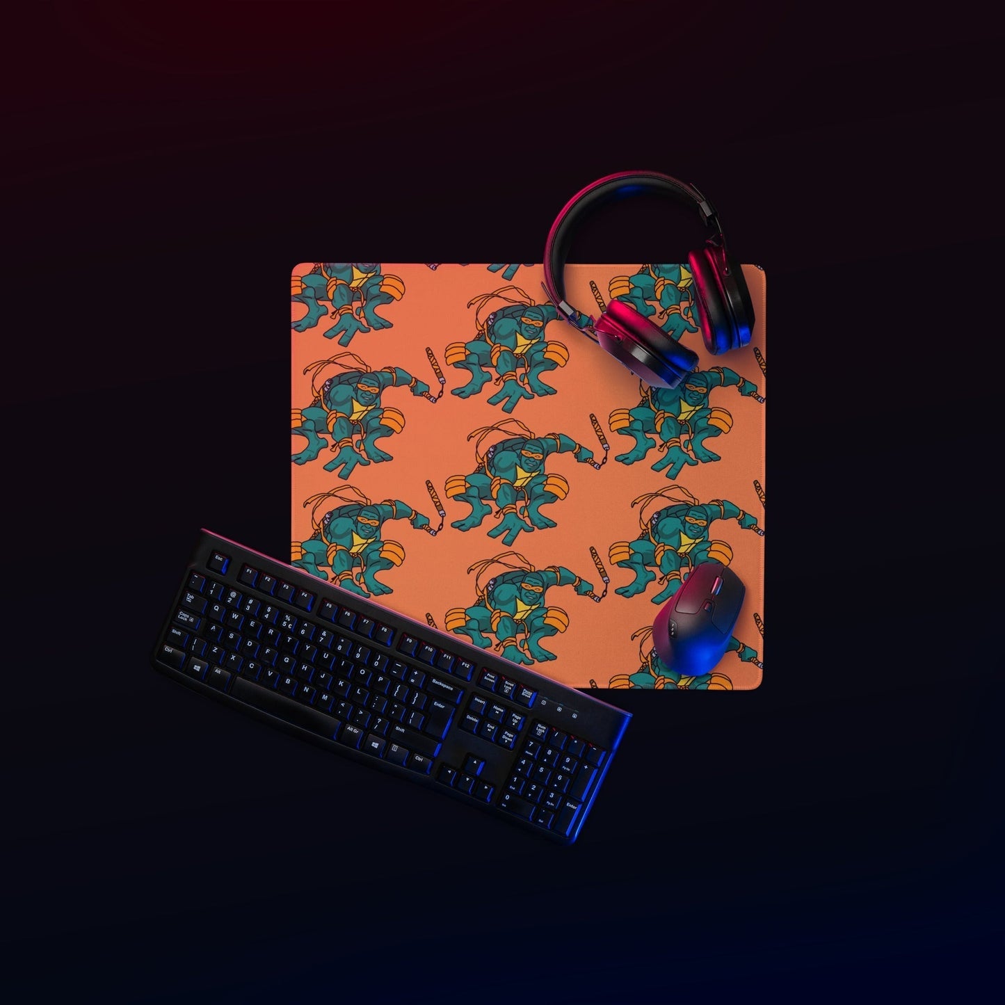 Kylian Mbappe Orange Ninja Turtle Michelangelo Gaming mouse pad 18″×16″ Mouse Pads Football Kylian Mbappe Ninja Turtles PSG Real Madrid Next Cult Brand