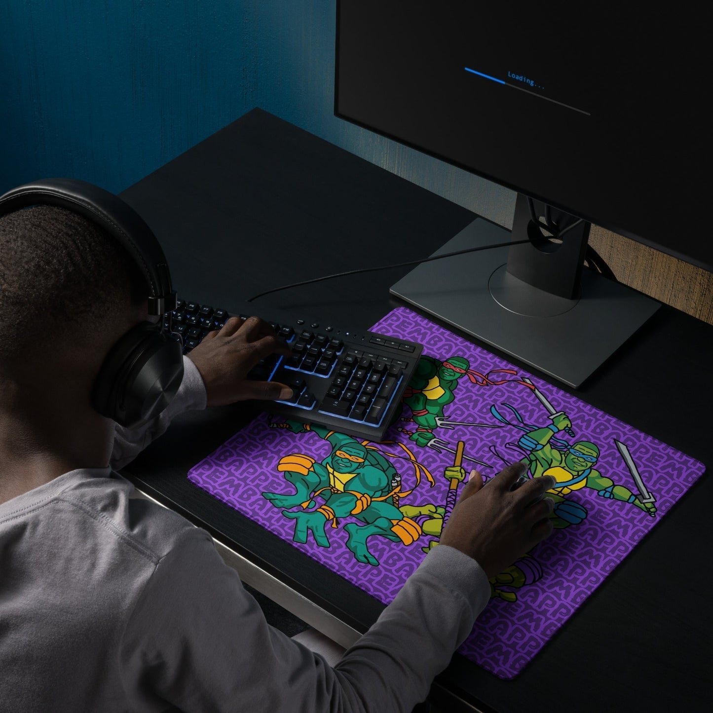 Kylian Mbappe Ninja Turtles funny football/ soccer meme Gaming mouse pad purple 18″×16″ Mouse Pads Football Kylian Mbappe Ninja Turtles PSG Real Madrid Next Cult Brand