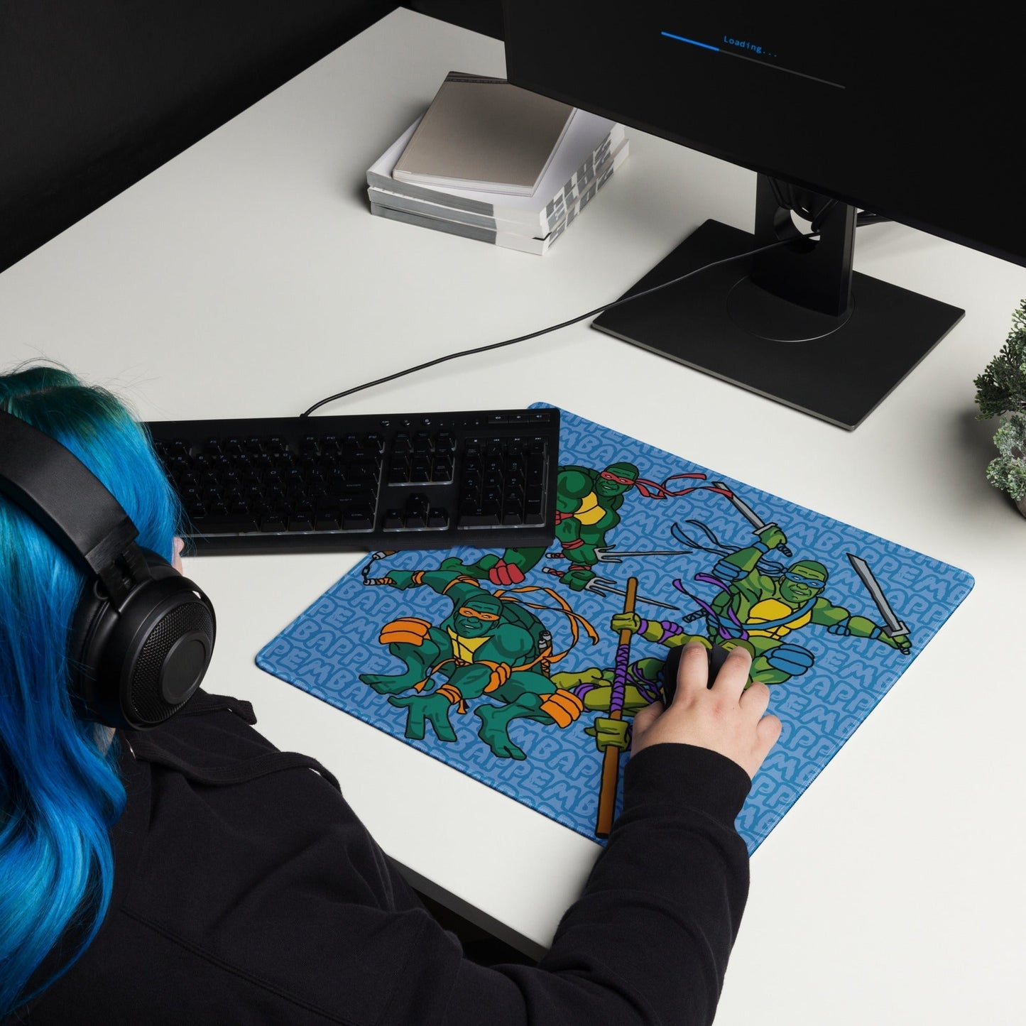 Kylian Mbappe Ninja Turtles funny football/ soccer meme Gaming mouse pad blue 18″×16″ Mouse Pads Football Kylian Mbappe Ninja Turtles PSG Real Madrid Next Cult Brand