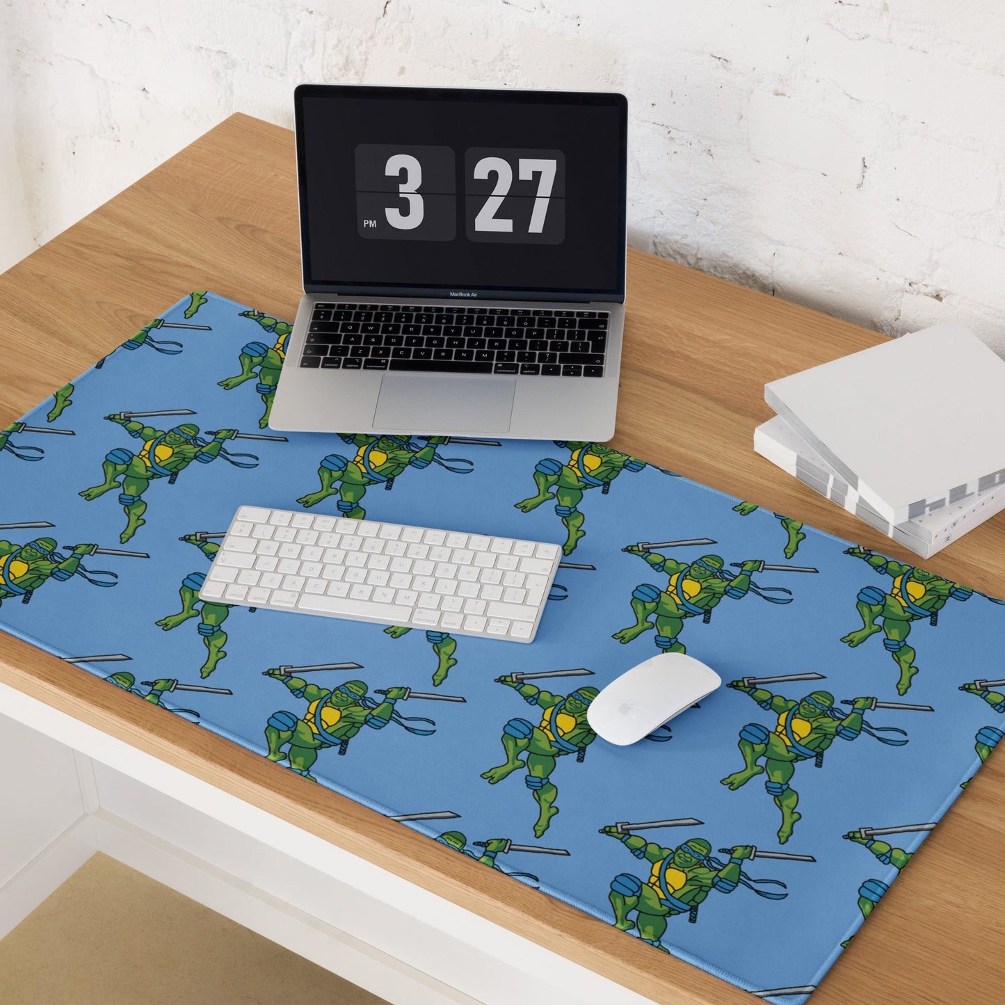 Kylian Mbappe Blue Ninja Turtle Leonardo Gaming mouse pad 36″×18″ Mouse Pads Football Kylian Mbappe Ninja Turtles PSG Real Madrid Next Cult Brand