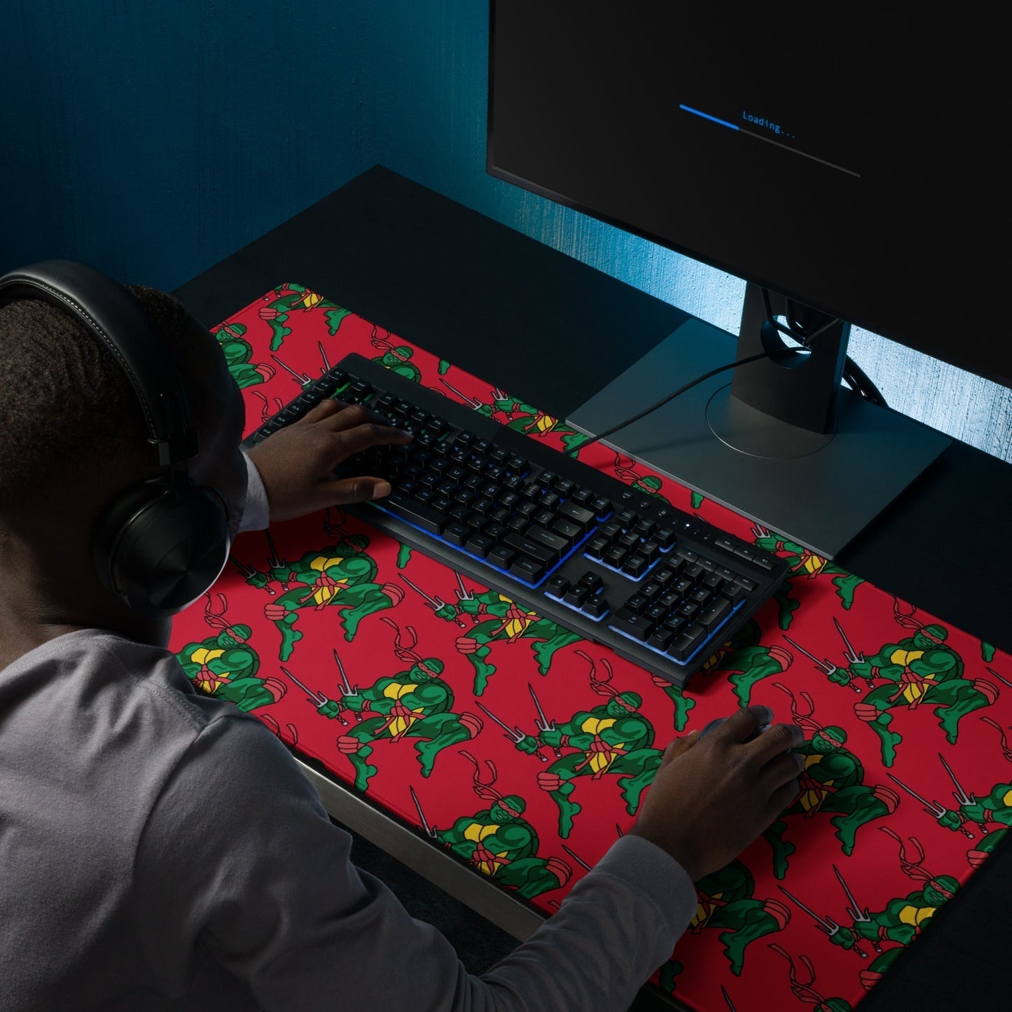 Kylian Mbappe Red Ninja Turtle Raphael Gaming mouse pad 36″×18″ Mouse Pads Football Kylian Mbappe Ninja Turtles PSG Real Madrid Next Cult Brand
